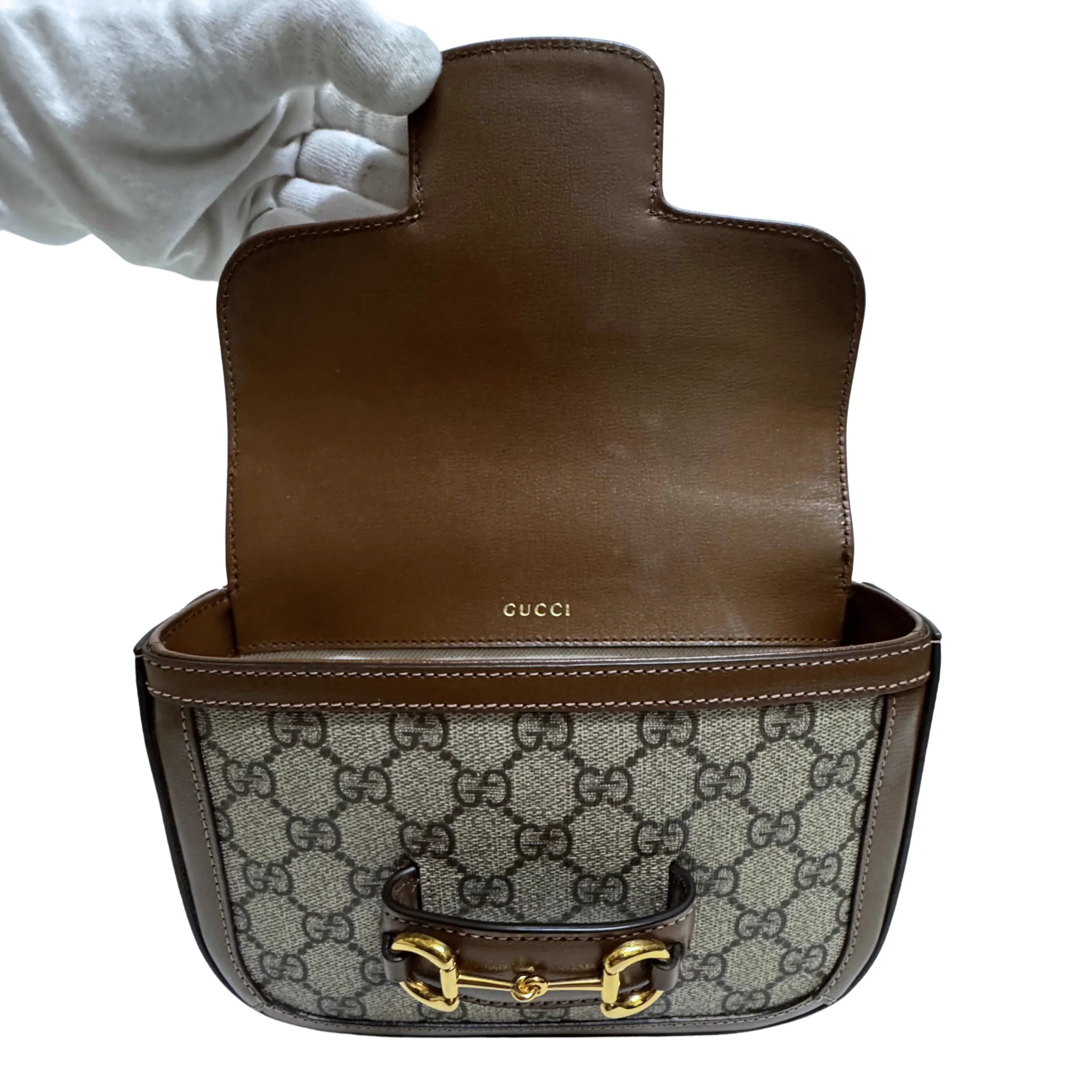Gucci Horsebit 1955 Shoulder Bag GG Supreme Canvas/Leather Beige/Brown - Lost Designer