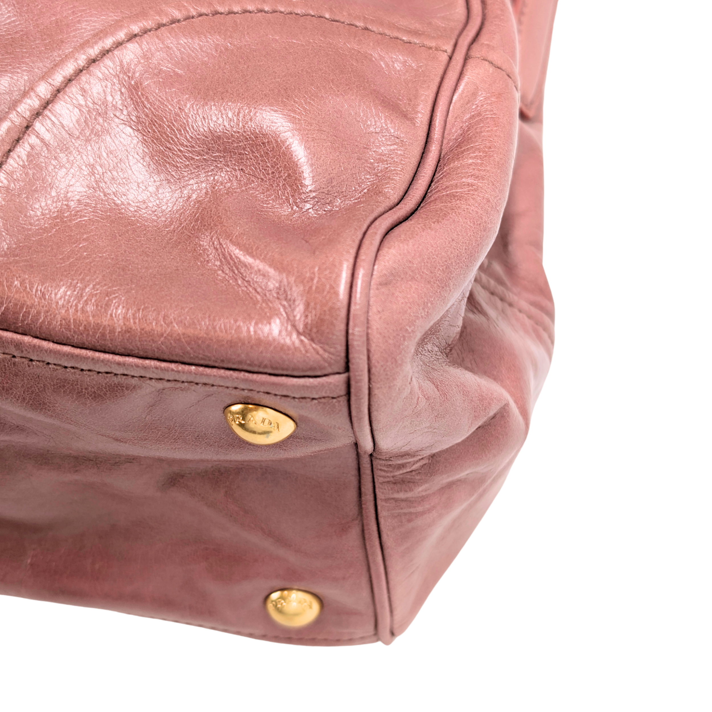 Prada Vitello Shine Shopping Tote Bag Dusky Rose