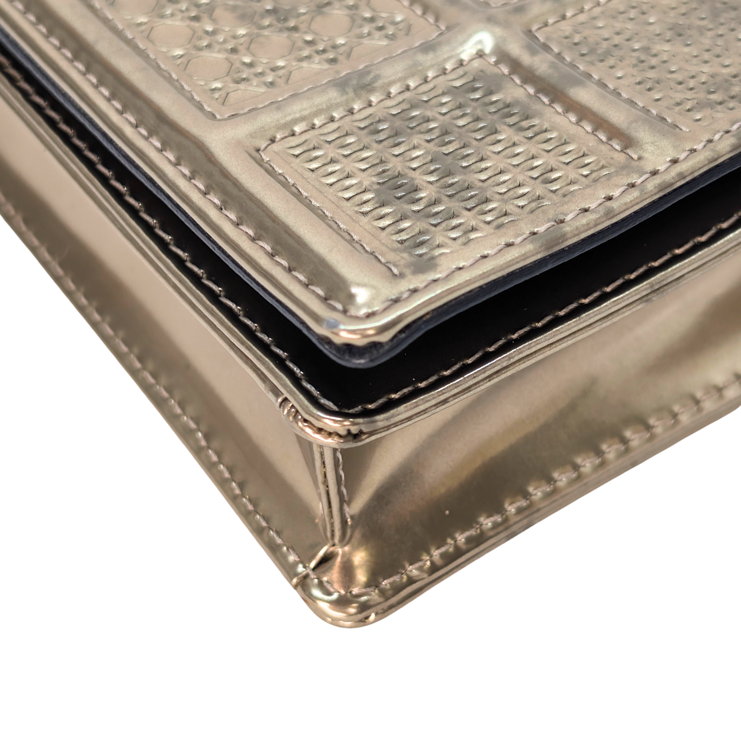 Dior Micro Cannage Leather Baby Diorama Bag Metallic Gold