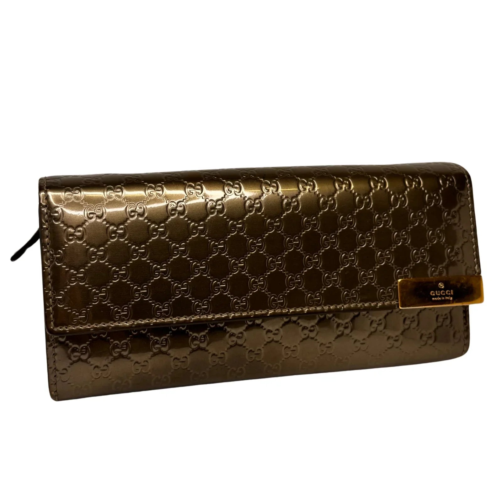 Gucci Leather Wallet on Chain Metallic Silver-Bronze - Lost Designer