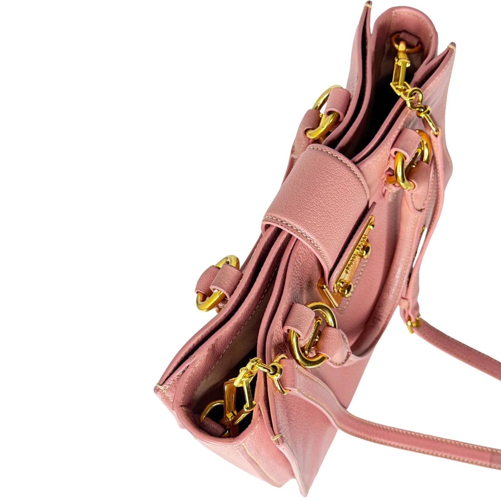 Miu Miu Goatskin Madras Shopping Crossbody Tote Bag Pink - Lost Designer