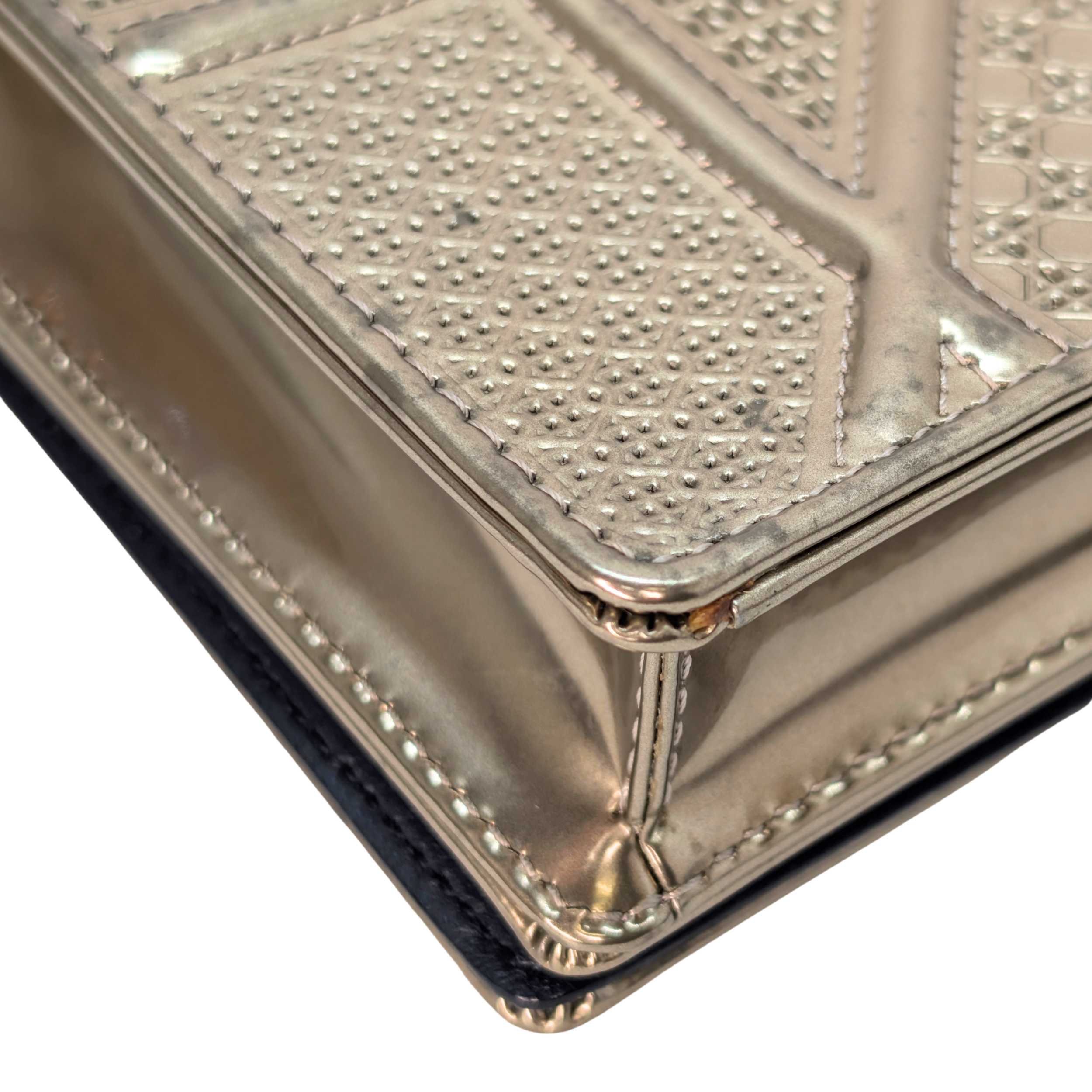Dior Micro Cannage Leather Baby Diorama Bag Metallic Gold