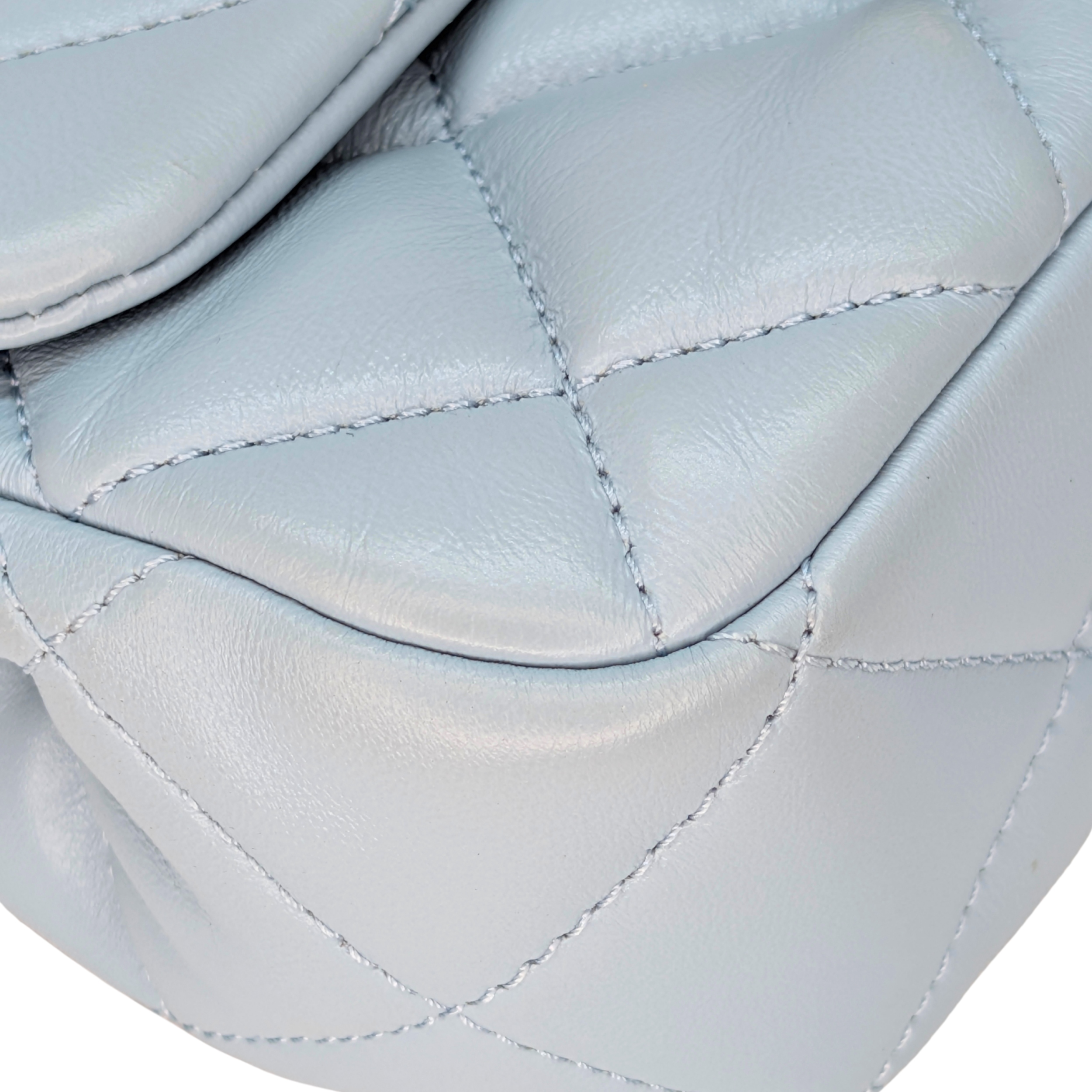 Chanel Quilted Lambskin Leather Mini Flap Bag Powder Blue