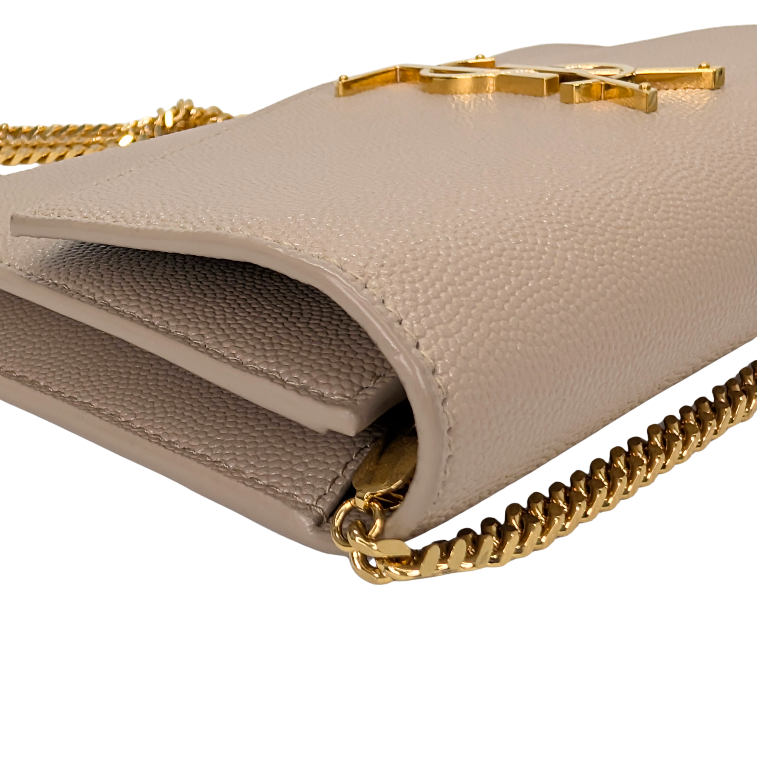 Saint Laurent Uptown Wallet on Chain Dark Beige