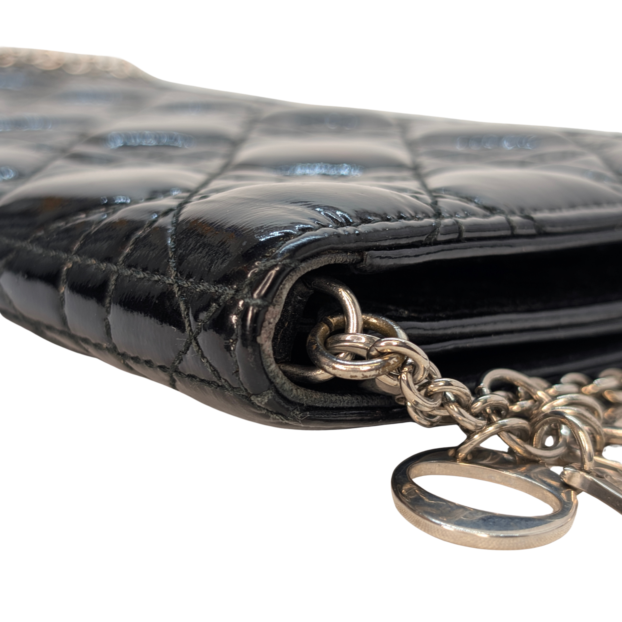 Dior Patent Leather Clutch on Chain Black