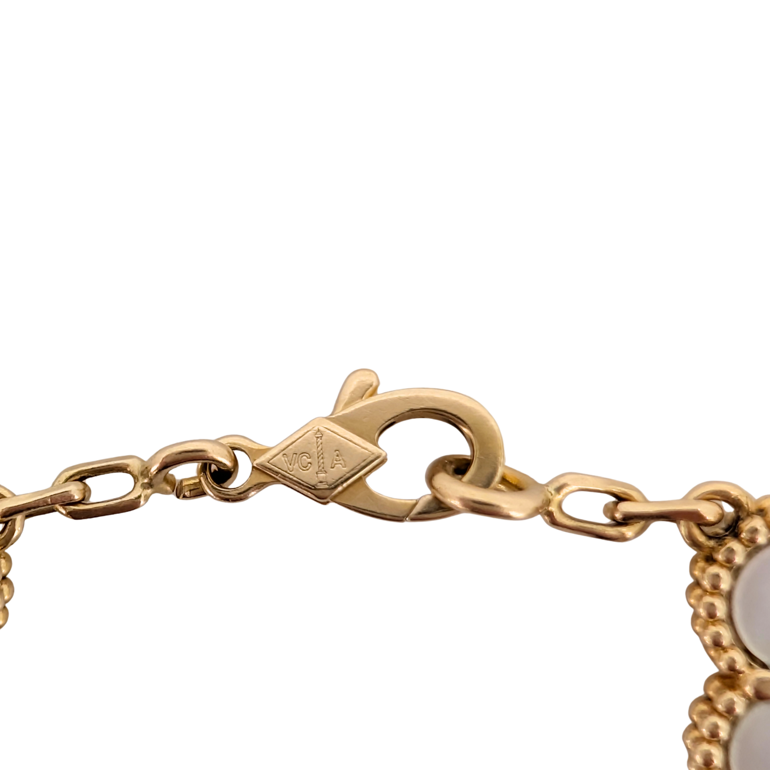 Van Cleef & Arpels Vintage Alhambra 5 Motif Mother of Pearl 18k Gold Bracelet