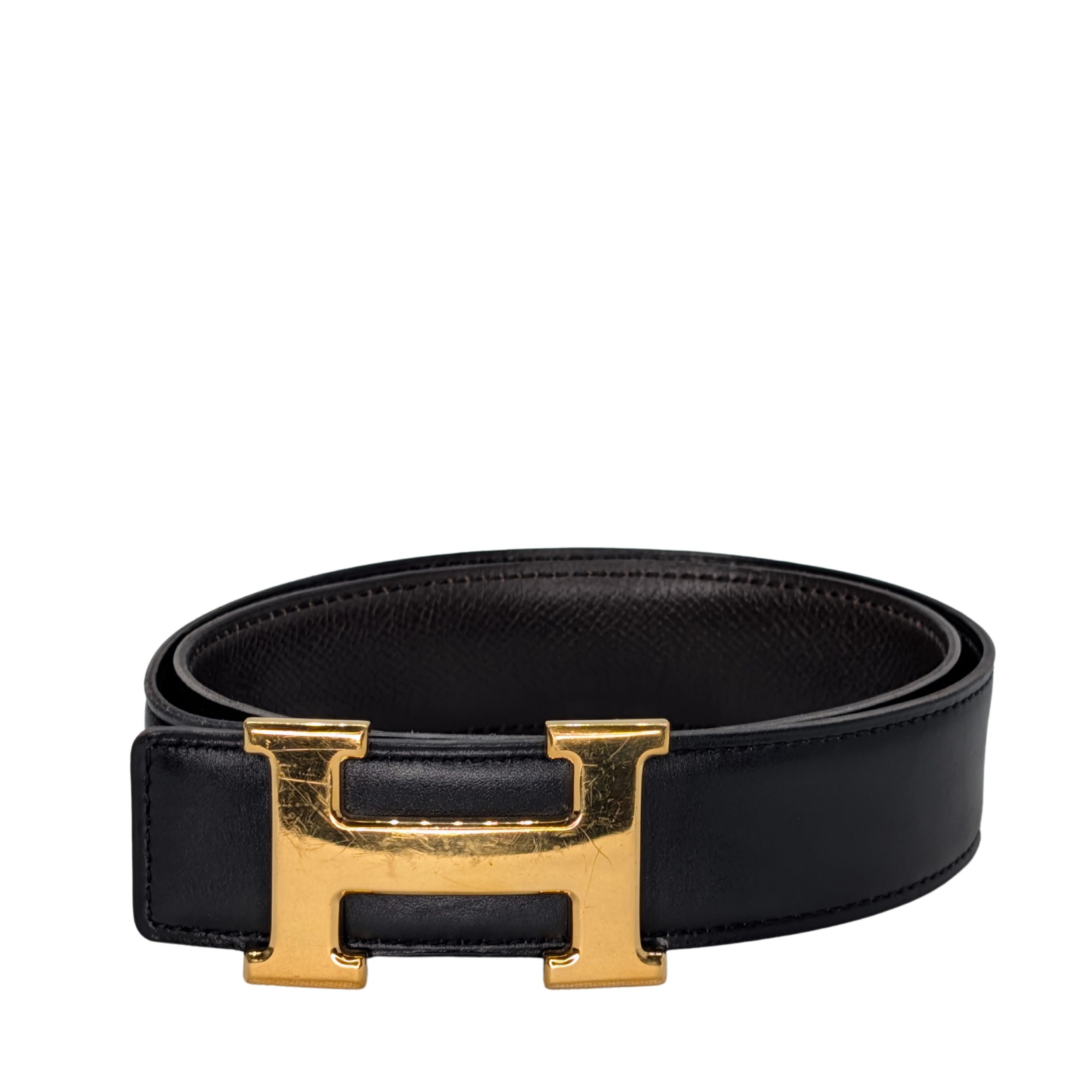 Hermes H Leather Belt Black 70