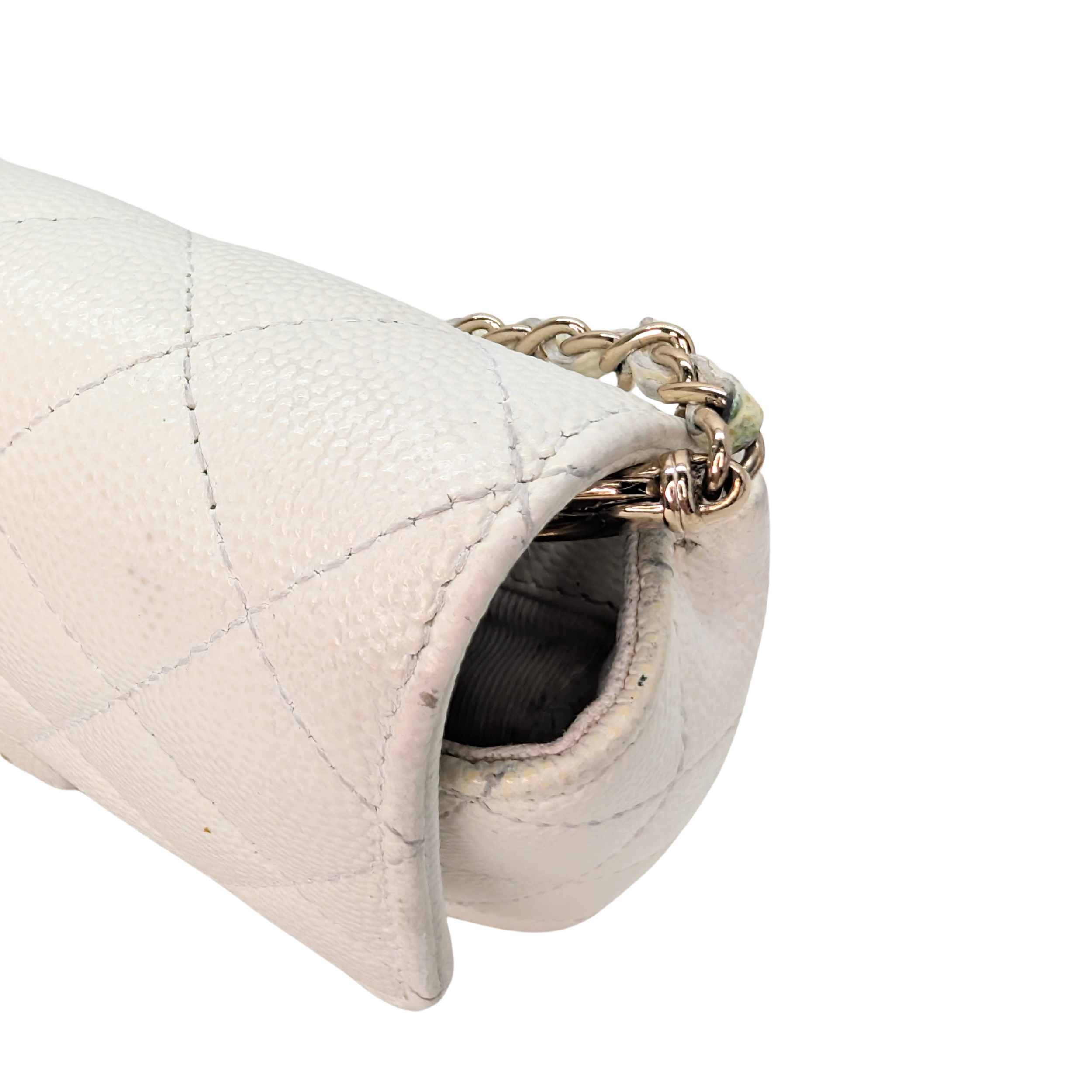 Chanel Quilted Caviar Sunglasses Case Bag White