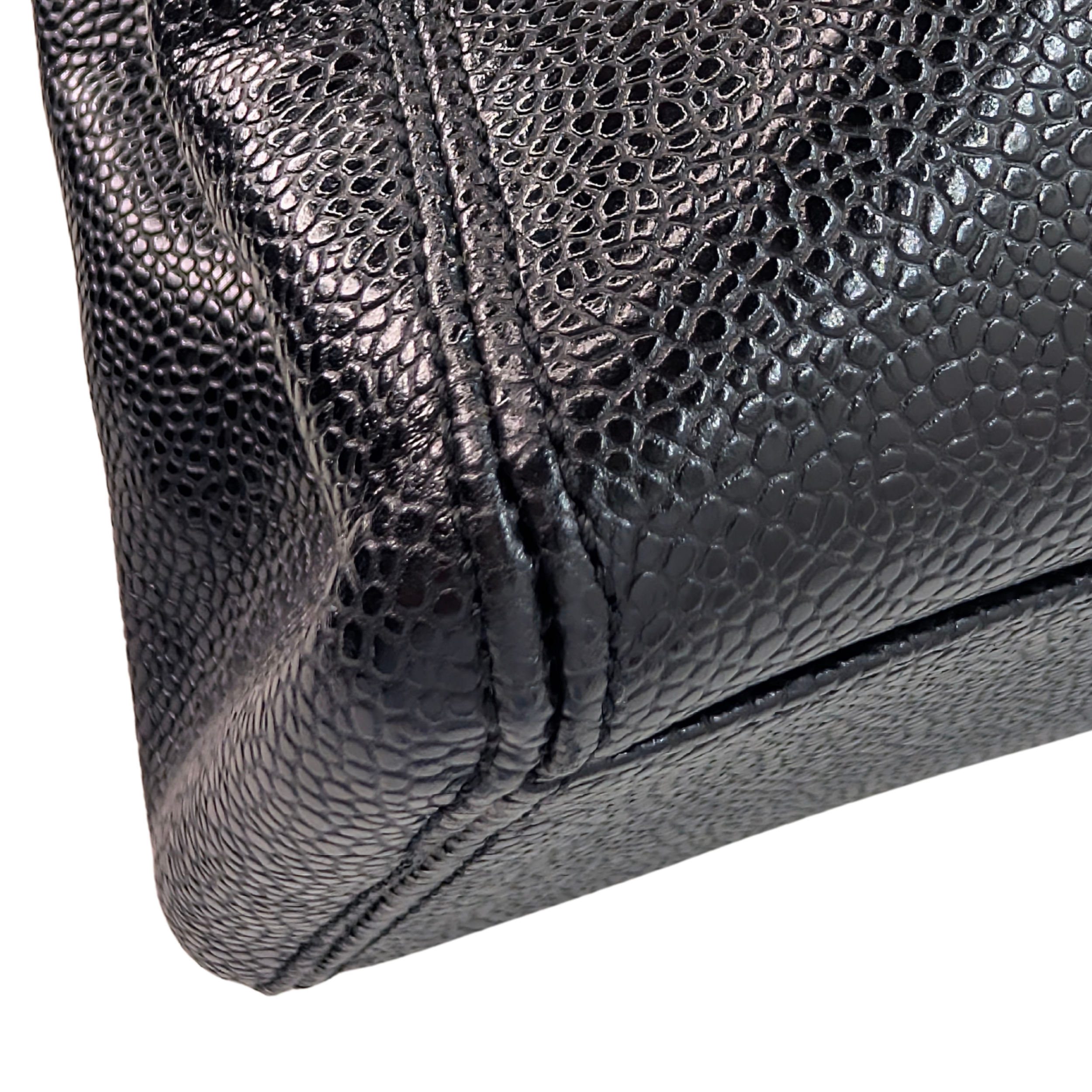 Chanel Vintage Tote Bag Caviar Leather Black