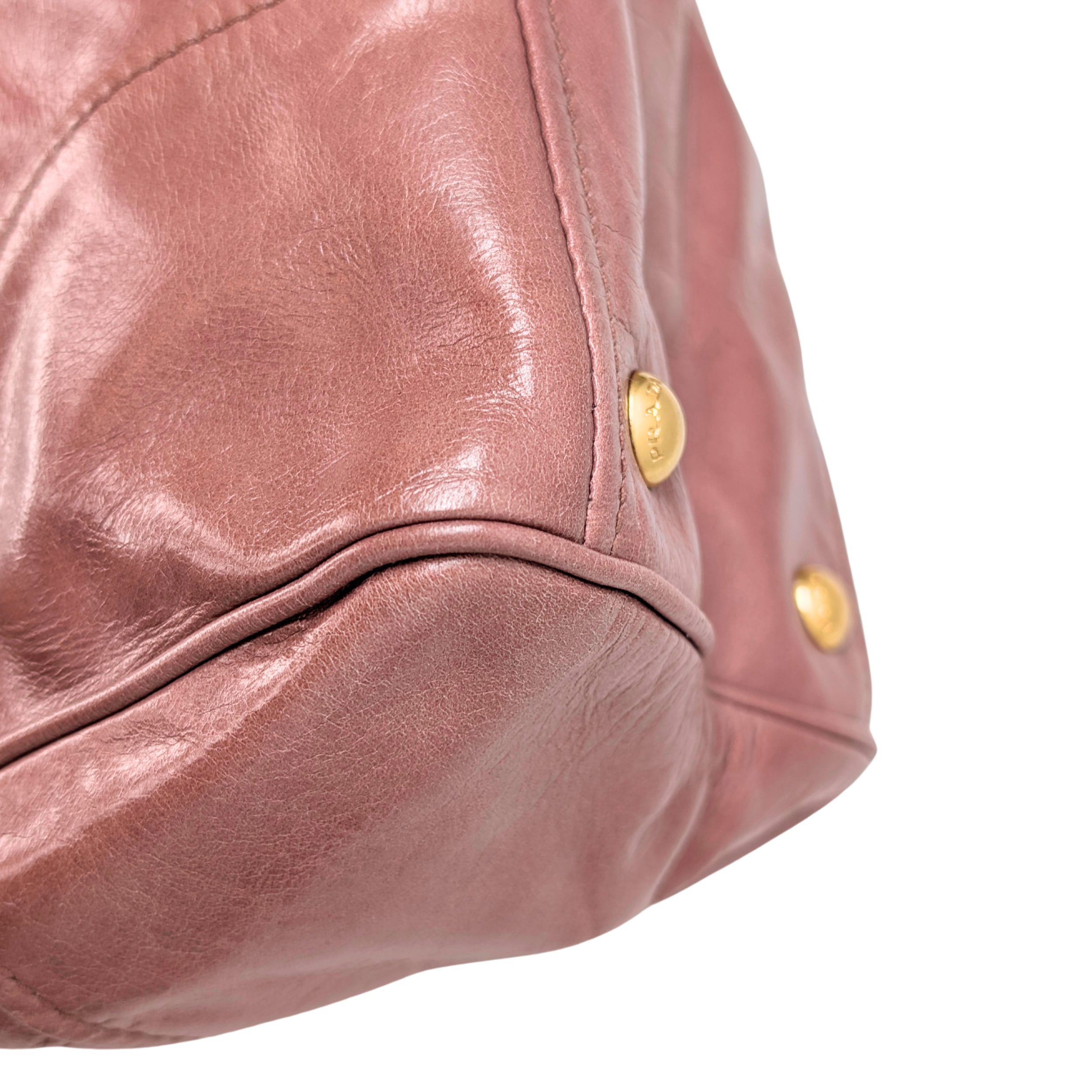 Prada Vitello Shine Shopping Tote Bag Dusky Rose