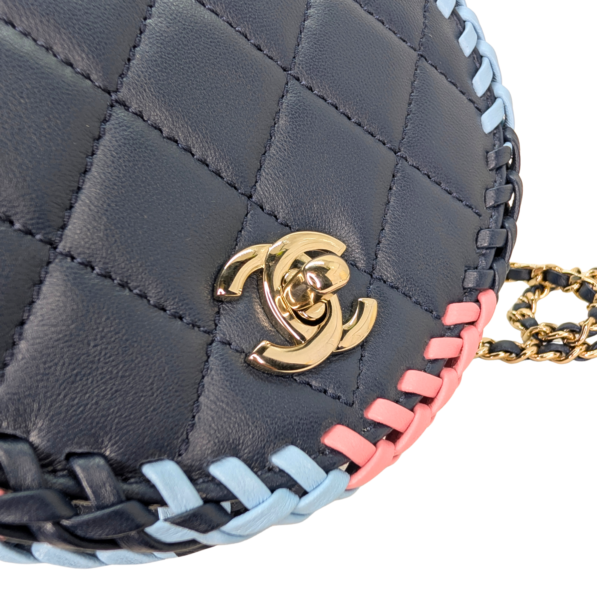 Chanel Braided Mini Messenger Flap Bag Navy Blue