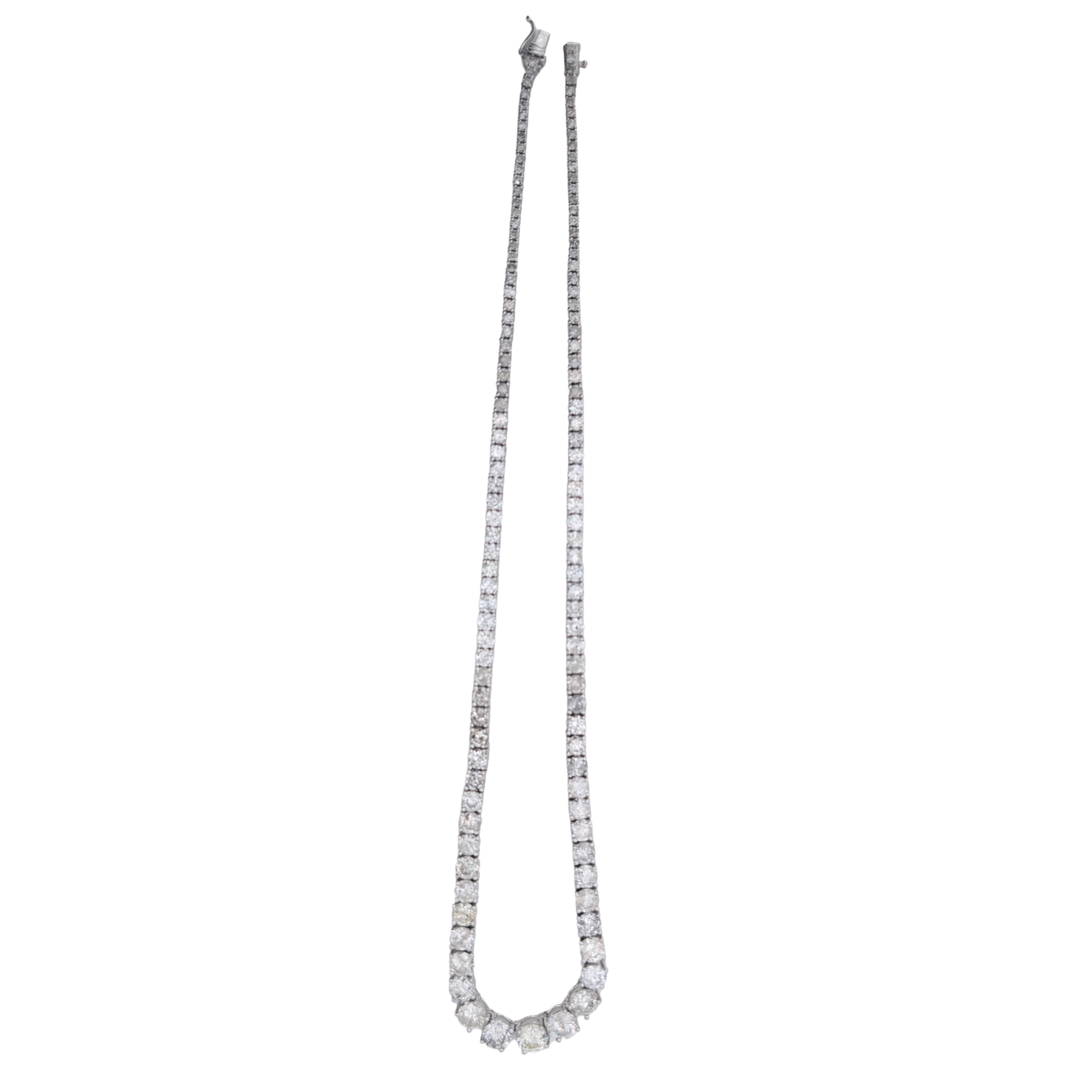 20.0Ct Natural Brilliant Diamond Graduating Tennis Necklace Platinum
