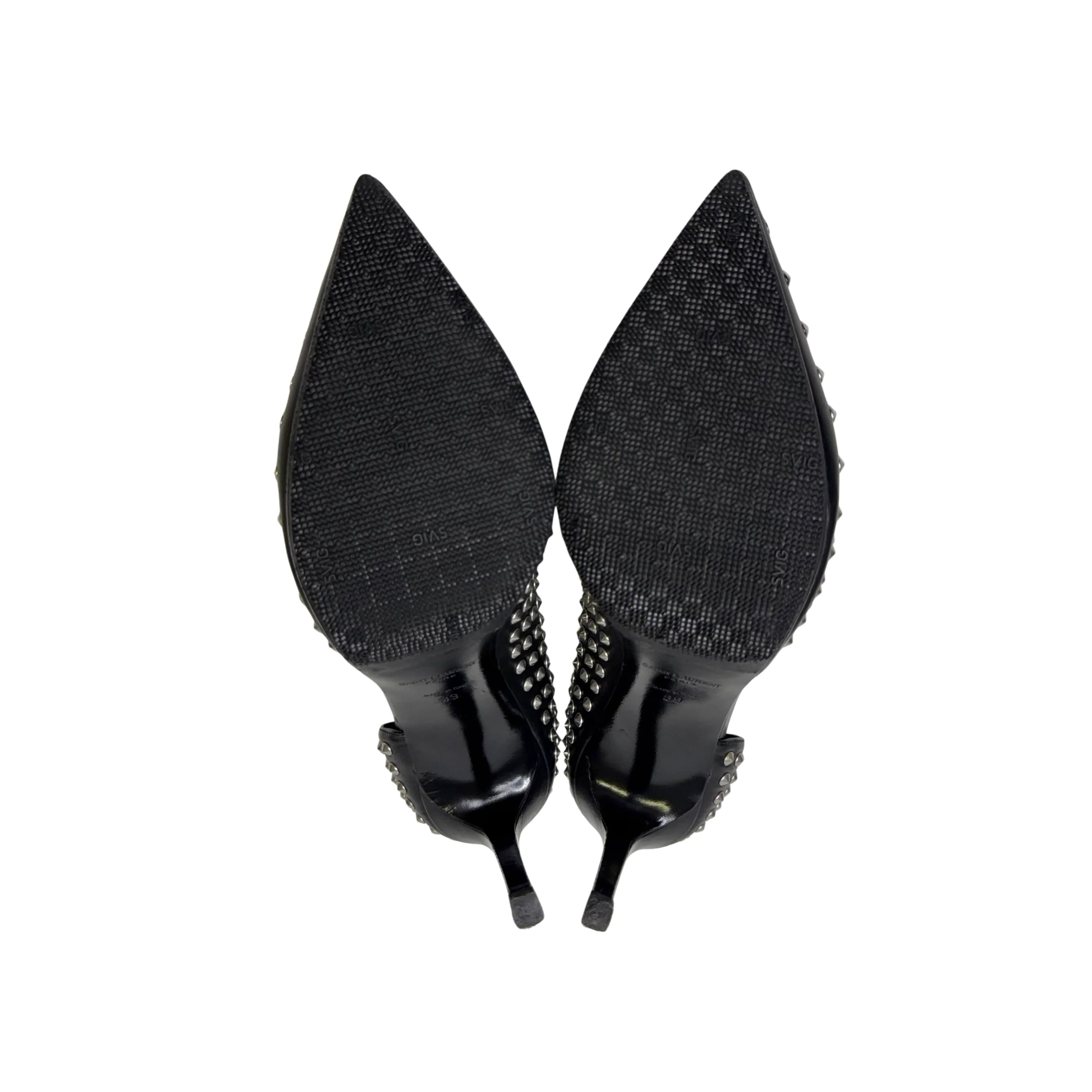 Saint Laurent Leather Printed Rock stud D'Orsay Pumps - Lost Designer