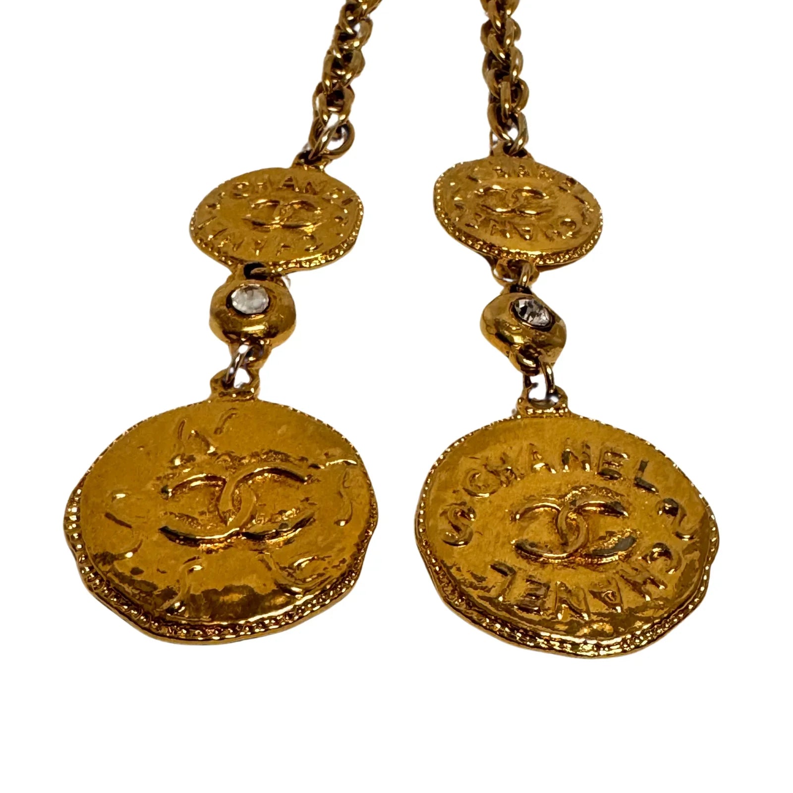 Chanel Gold Plated Hammered Medallions Charms Necklace / Belt - Lost Designer