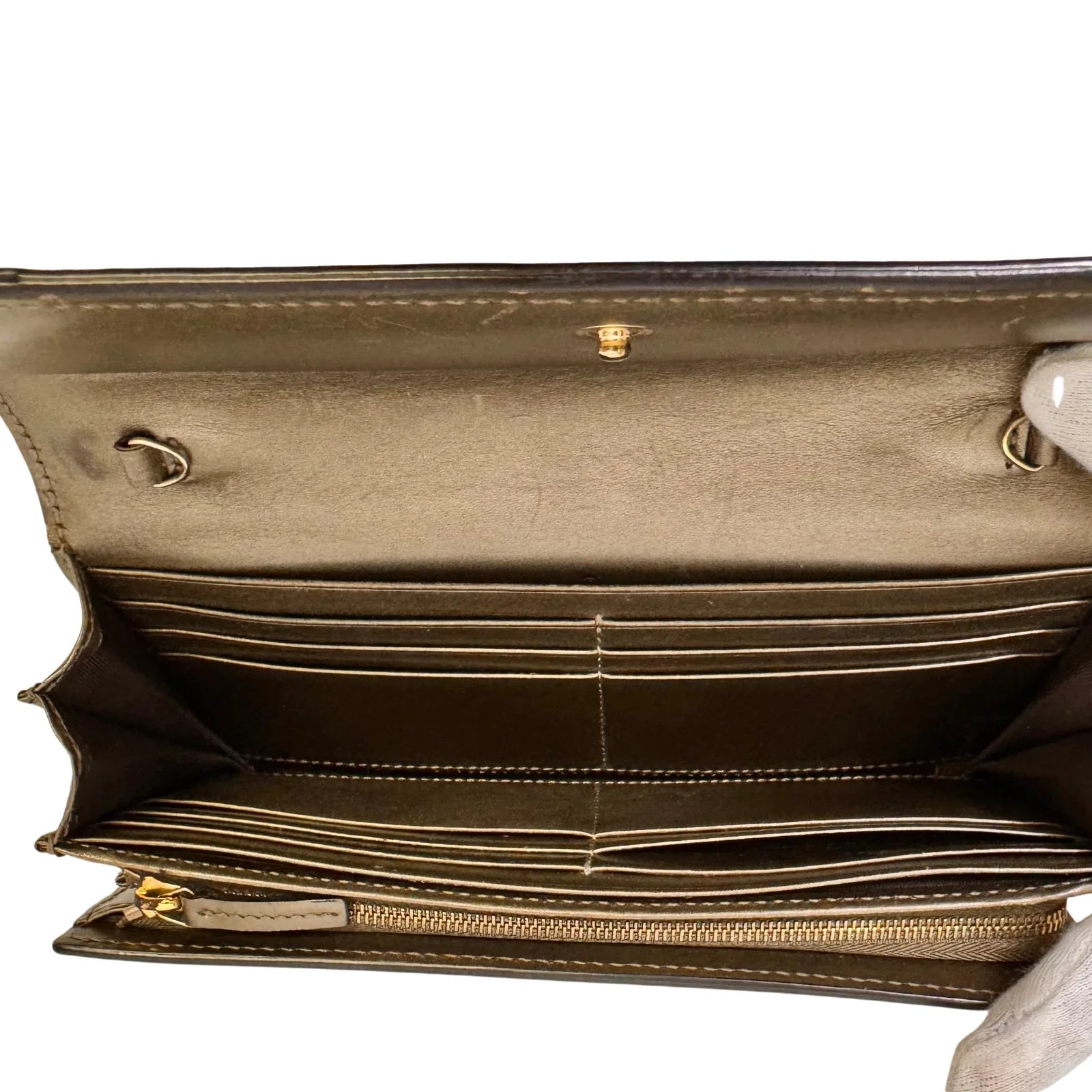 Gucci Leather Wallet on Chain Metallic Silver-Bronze - Lost Designer