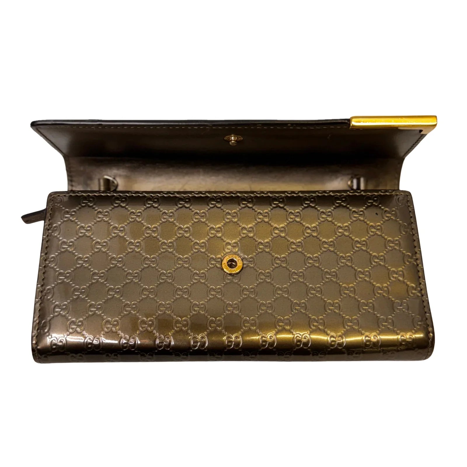 Gucci Leather Wallet on Chain Metallic Silver-Bronze - Lost Designer