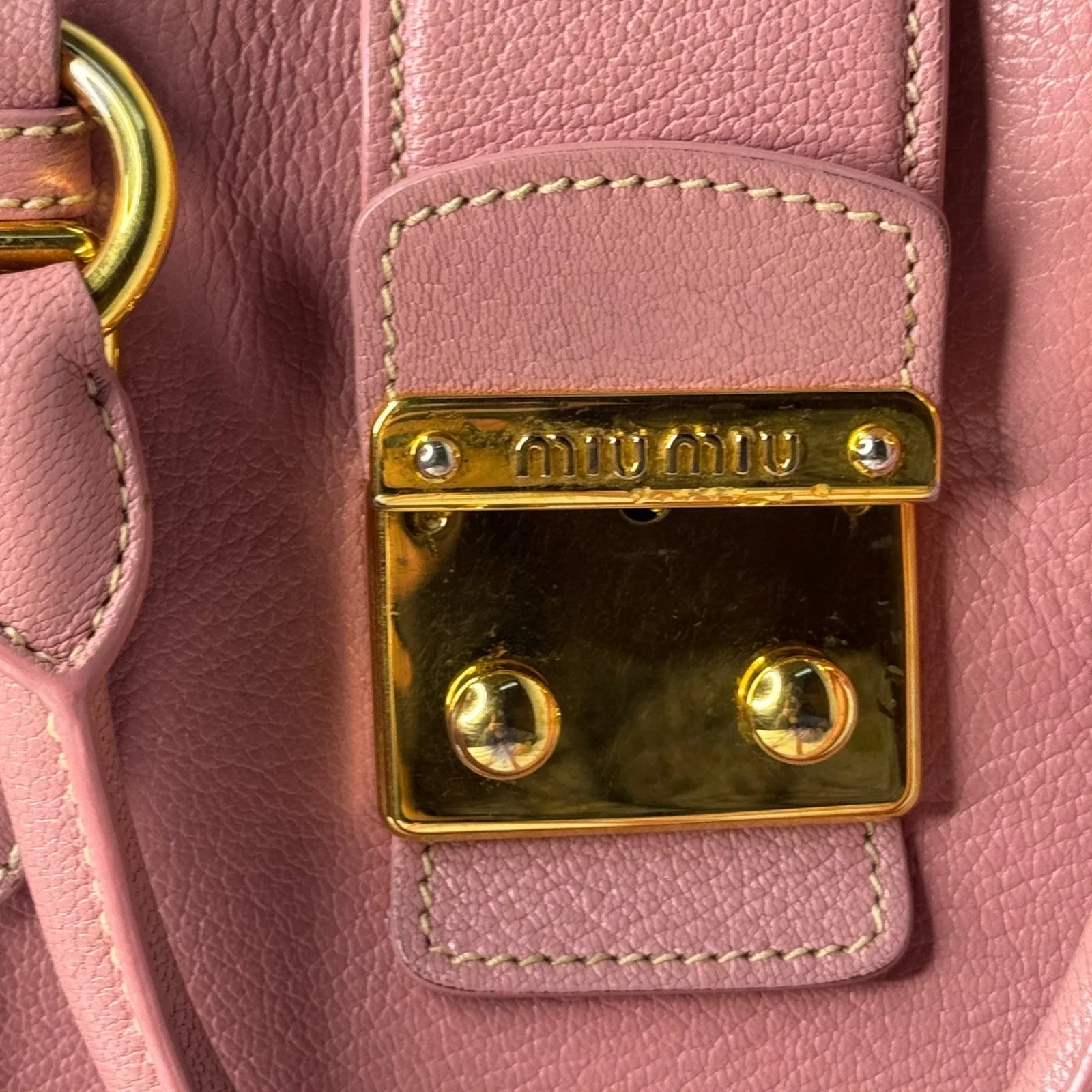 Miu Miu Goatskin Madras Shopping Crossbody Tote Bag Pink - Lost Designer