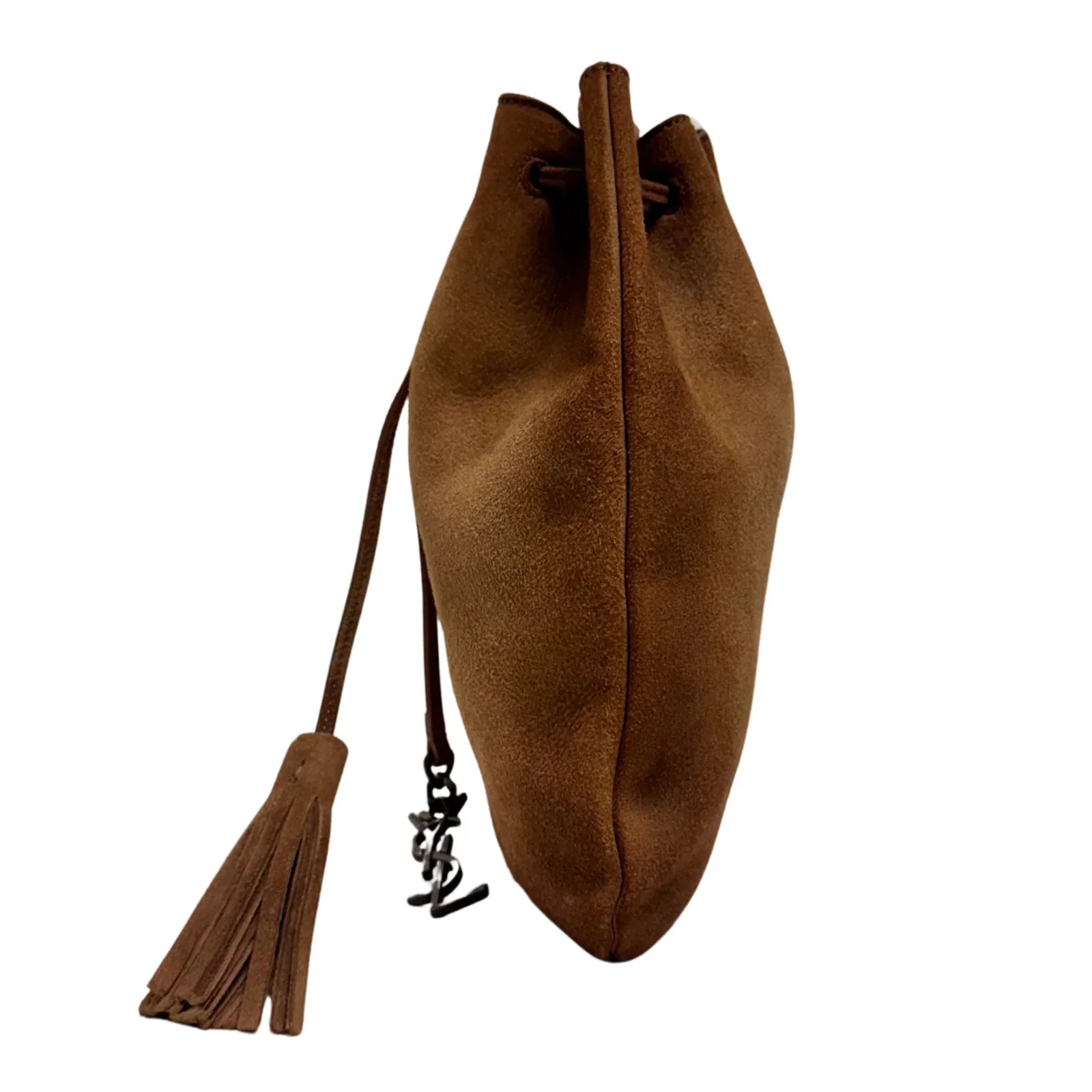 Saint Laurent Jen Flat Bucket Leather Bag Camel - Lost Designer
