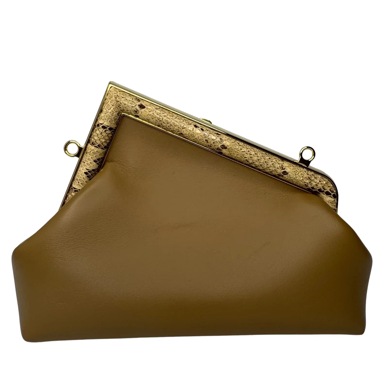 Fendi First Small Shiny Nappa Beige Snakeskin Lambskin Crossbody Bag - Lost Designer