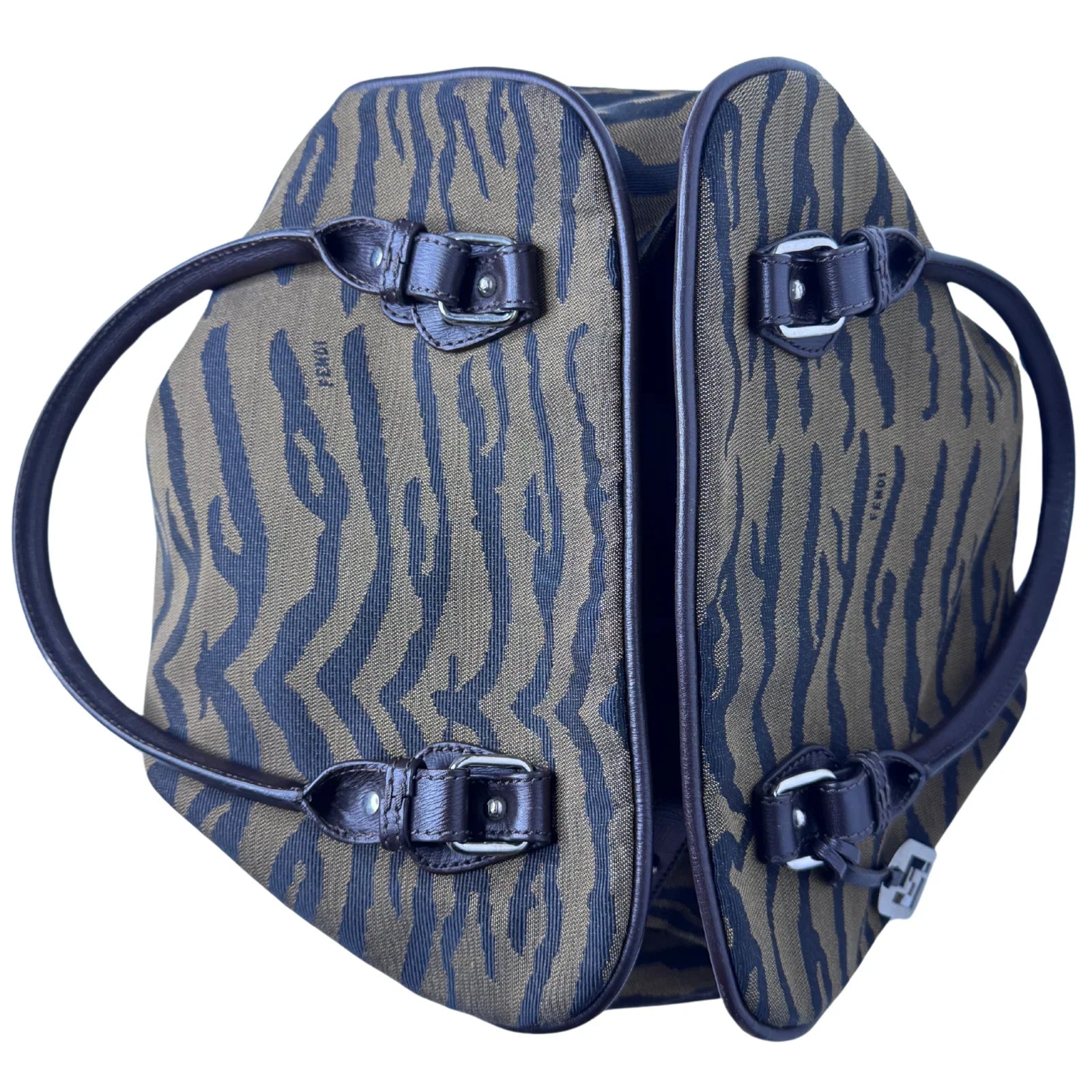 Fendi Leather-Trimmed Zebra Print Tote Bag – Brown - Lost Designer
