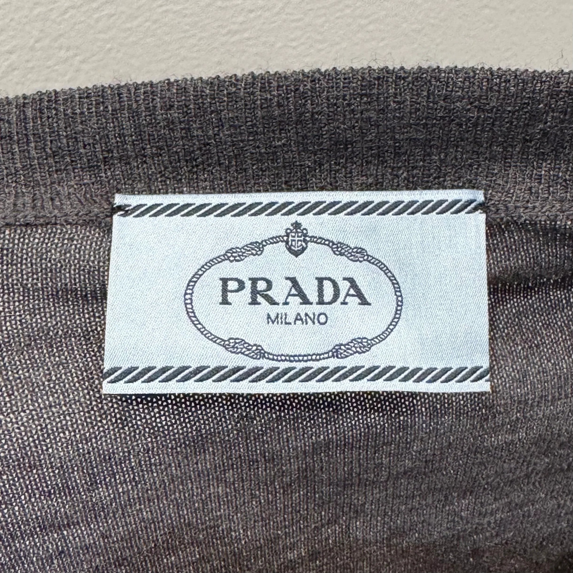 Prada Virgin Wool Relaxed Knit Sweater Grey - Lost Designer