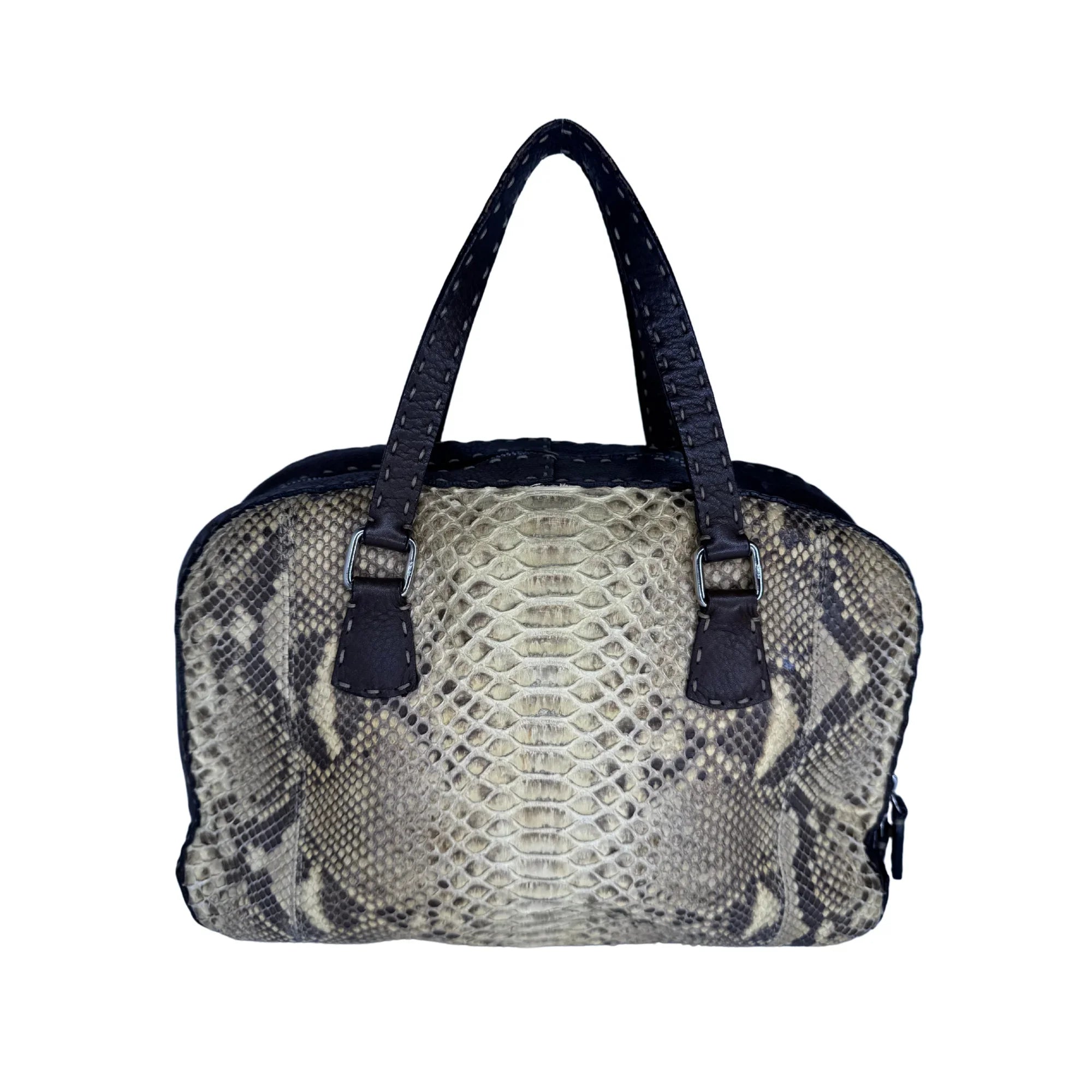 Fendi Selleria Snakeskin Leather Shoulder Bag - Lost Designer