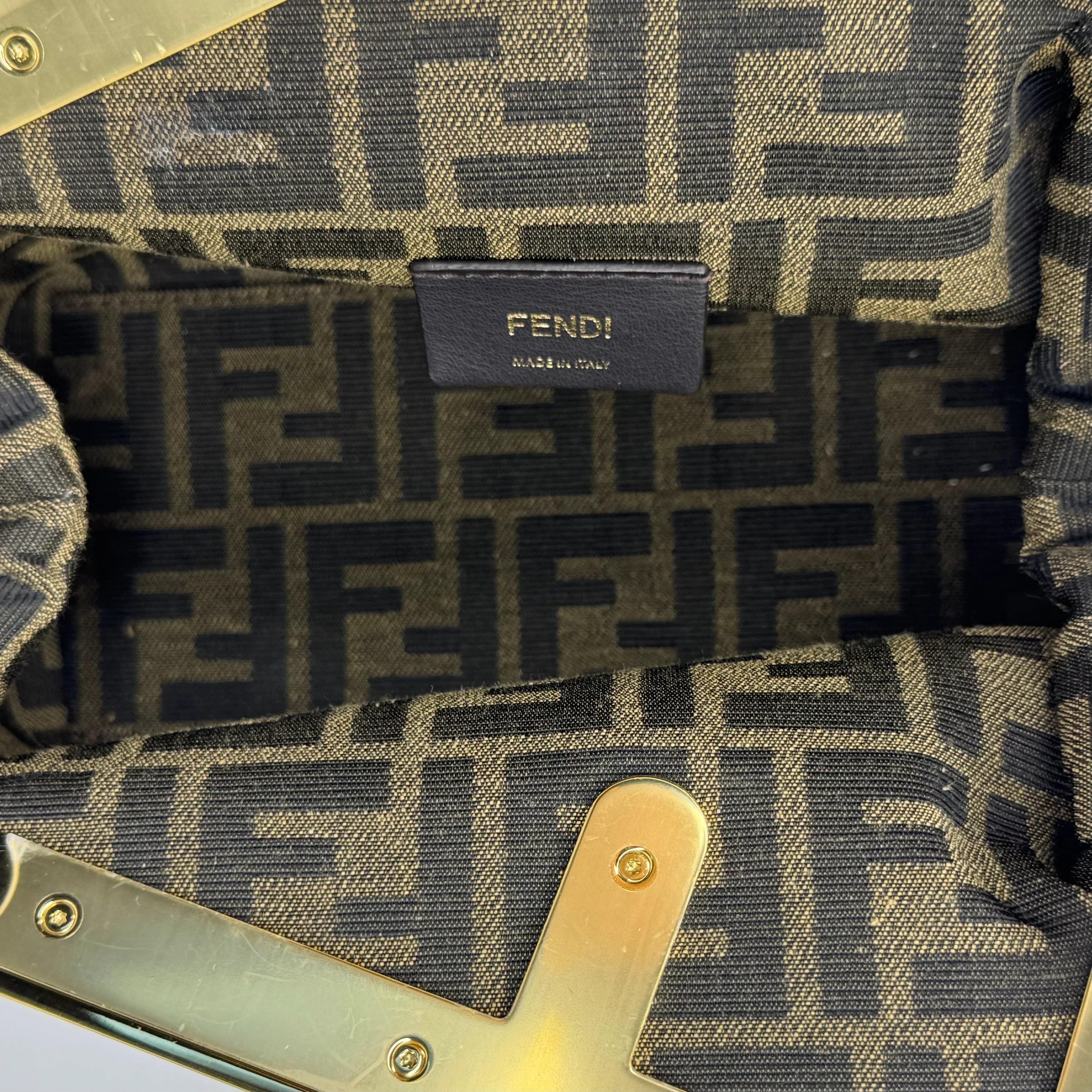 Fendi First Small Shiny Nappa Beige Snakeskin Lambskin Crossbody Bag - Lost Designer