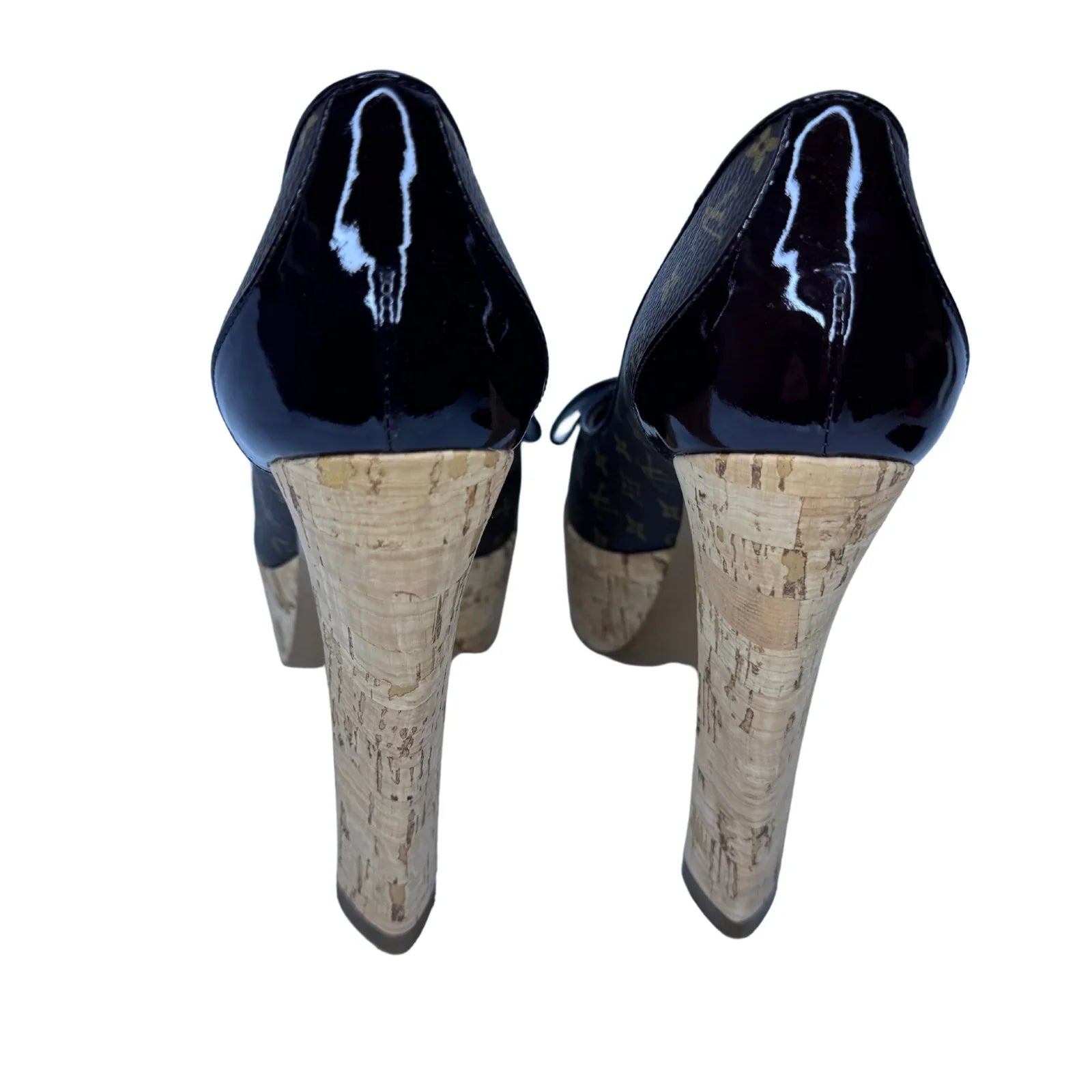 Louis Vuitton Monogram Cork Rivoli Platform Heels – Size 35 - Lost Designer