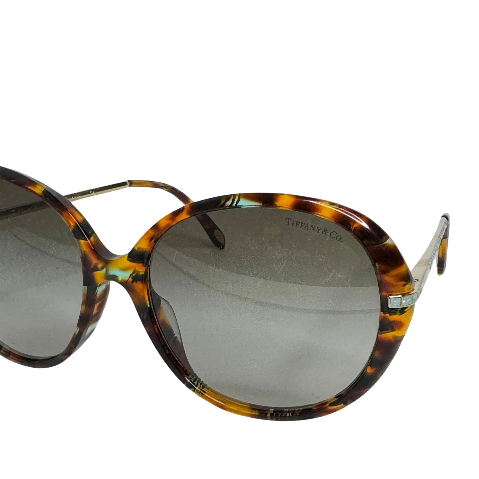 Tiffany & Co. Tortoiseshell Oversized Crystal Arm Sunglasses - Lost Designer