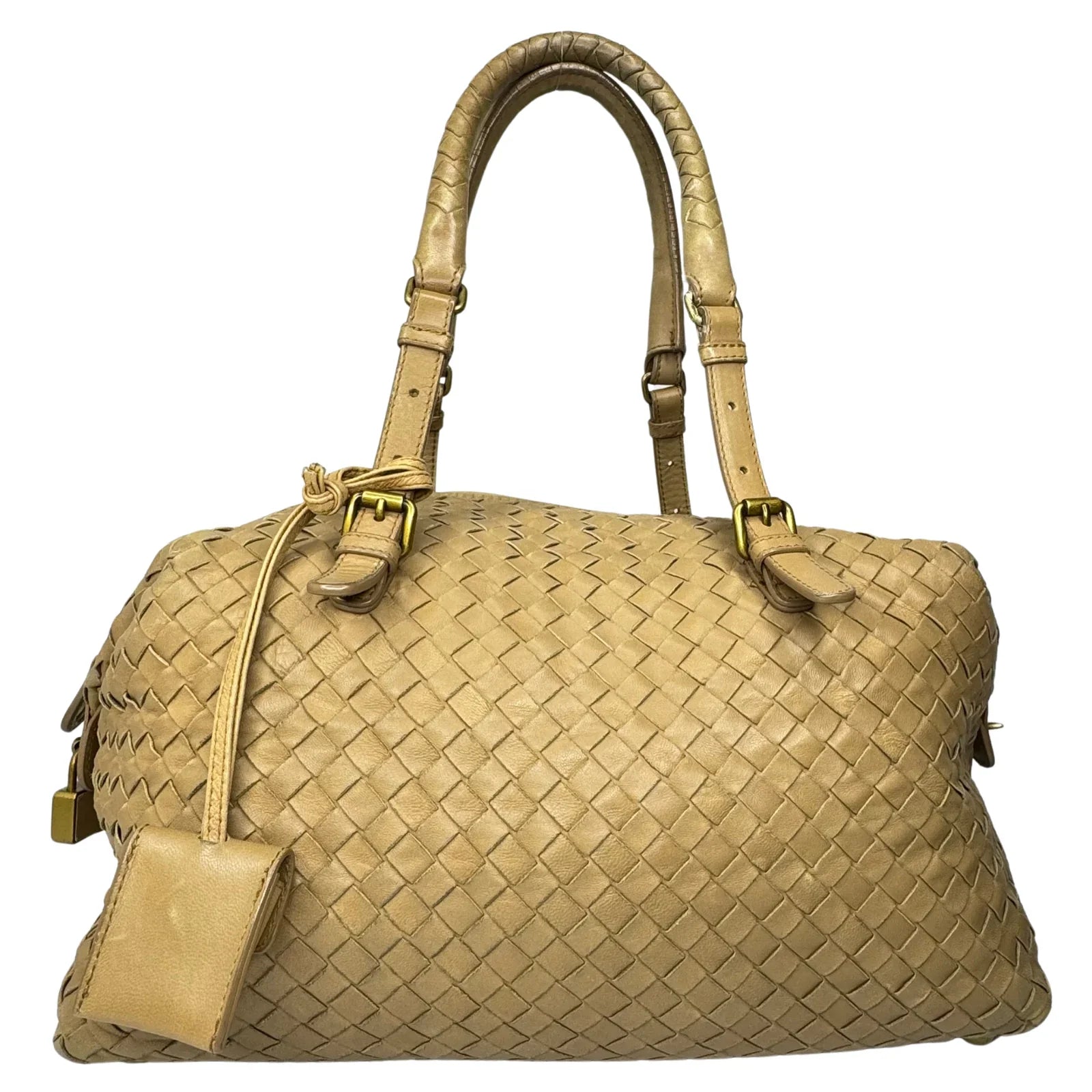 Bottega Veneta Nappa Intrecciato Padlock Montaigne Moutarde Beige Bag - Lost Designer