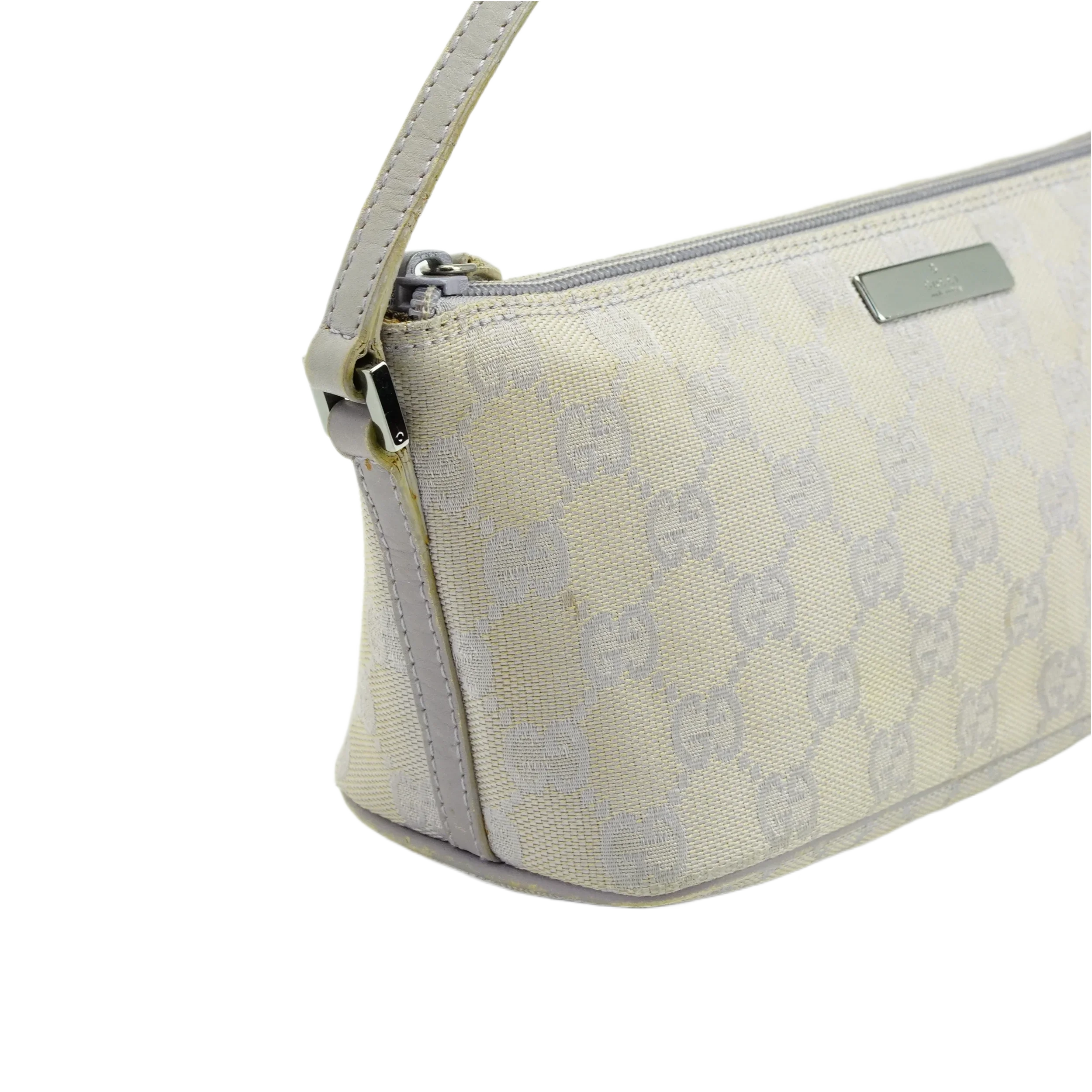 Gucci Grey GG Monogram Boat Pochette Bag - Lost Designer