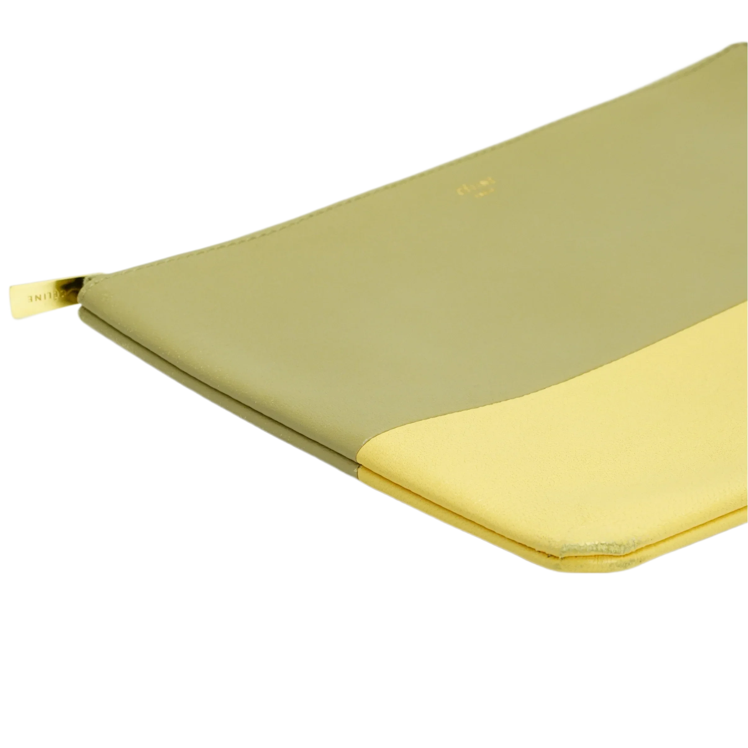 Celine Lambskin Yellow/Grey Clutch Pouch - Lost Designer