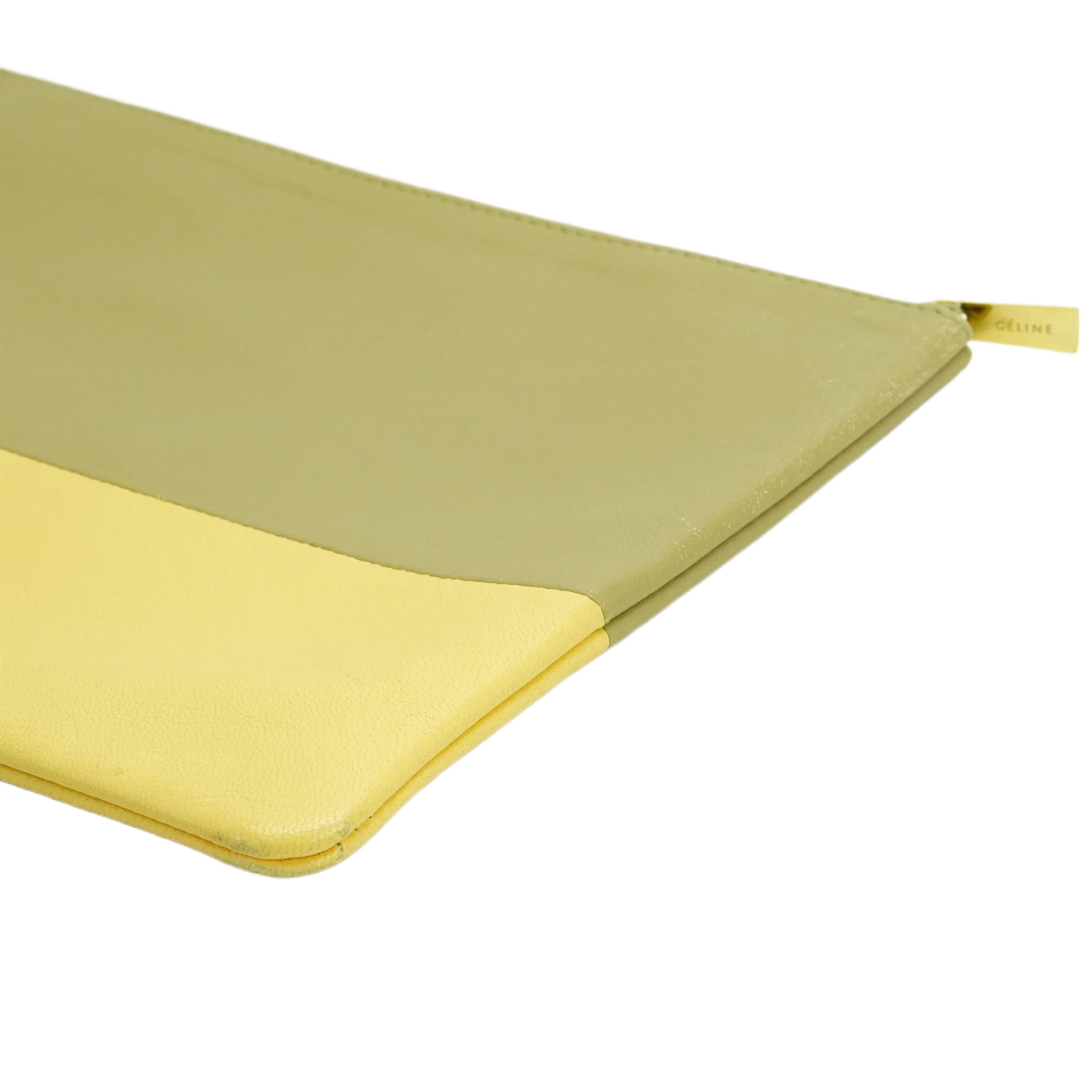 Celine Lambskin Yellow/Grey Clutch Pouch - Lost Designer