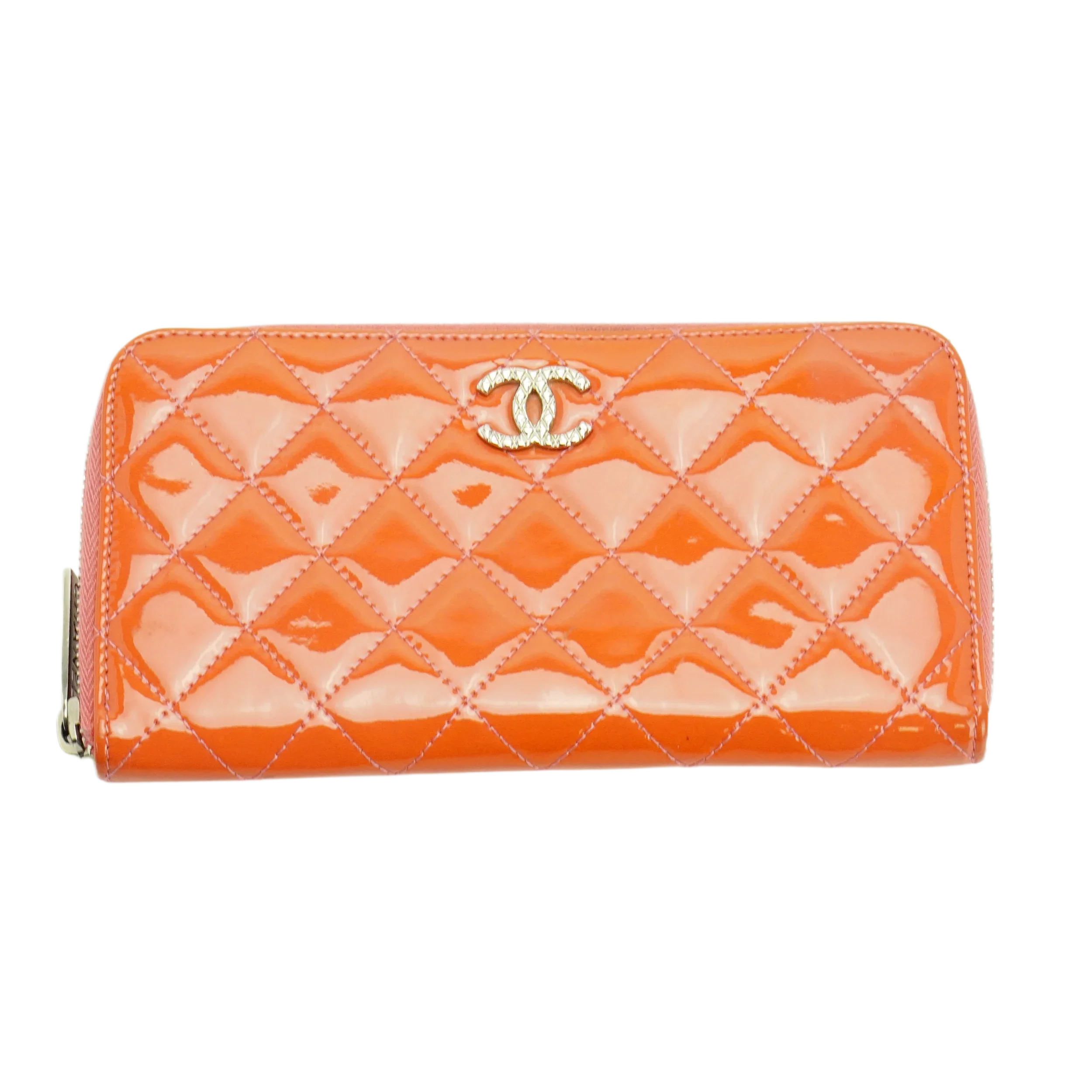 Chanel Orange Enamel Matelassé Wallet - Lost Designer