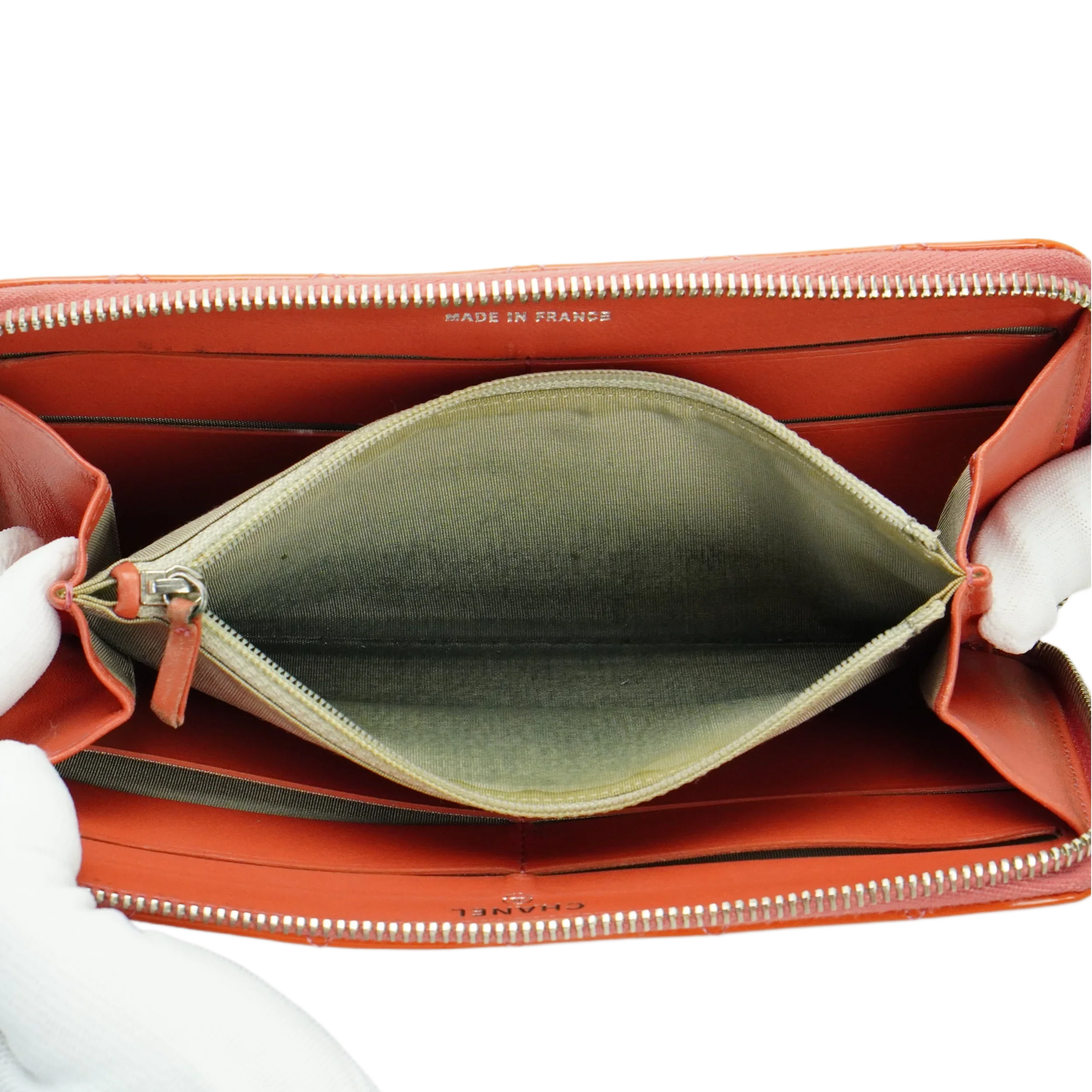 Chanel Orange Enamel Matelassé Wallet - Lost Designer