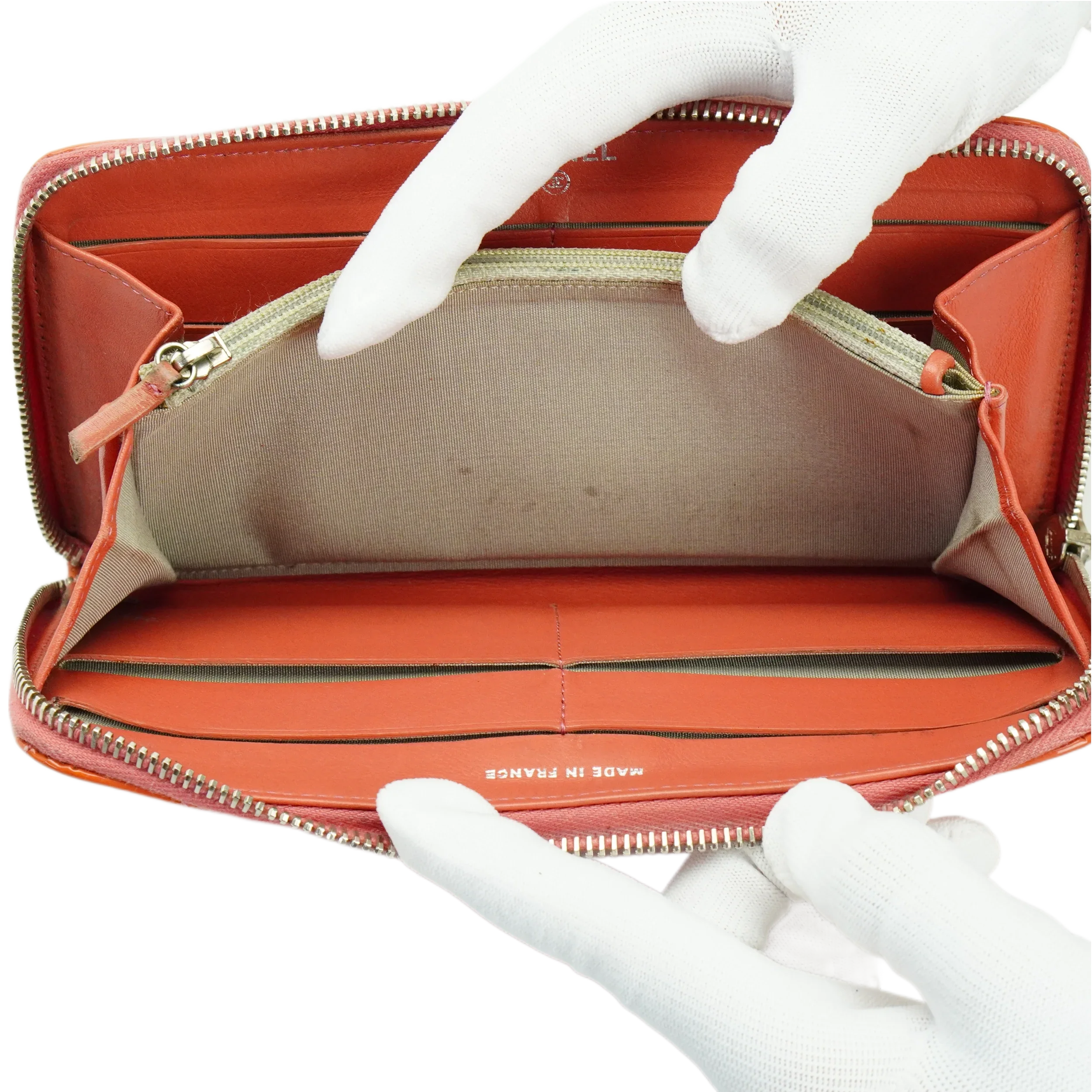 Chanel Orange Enamel Matelassé Wallet - Lost Designer