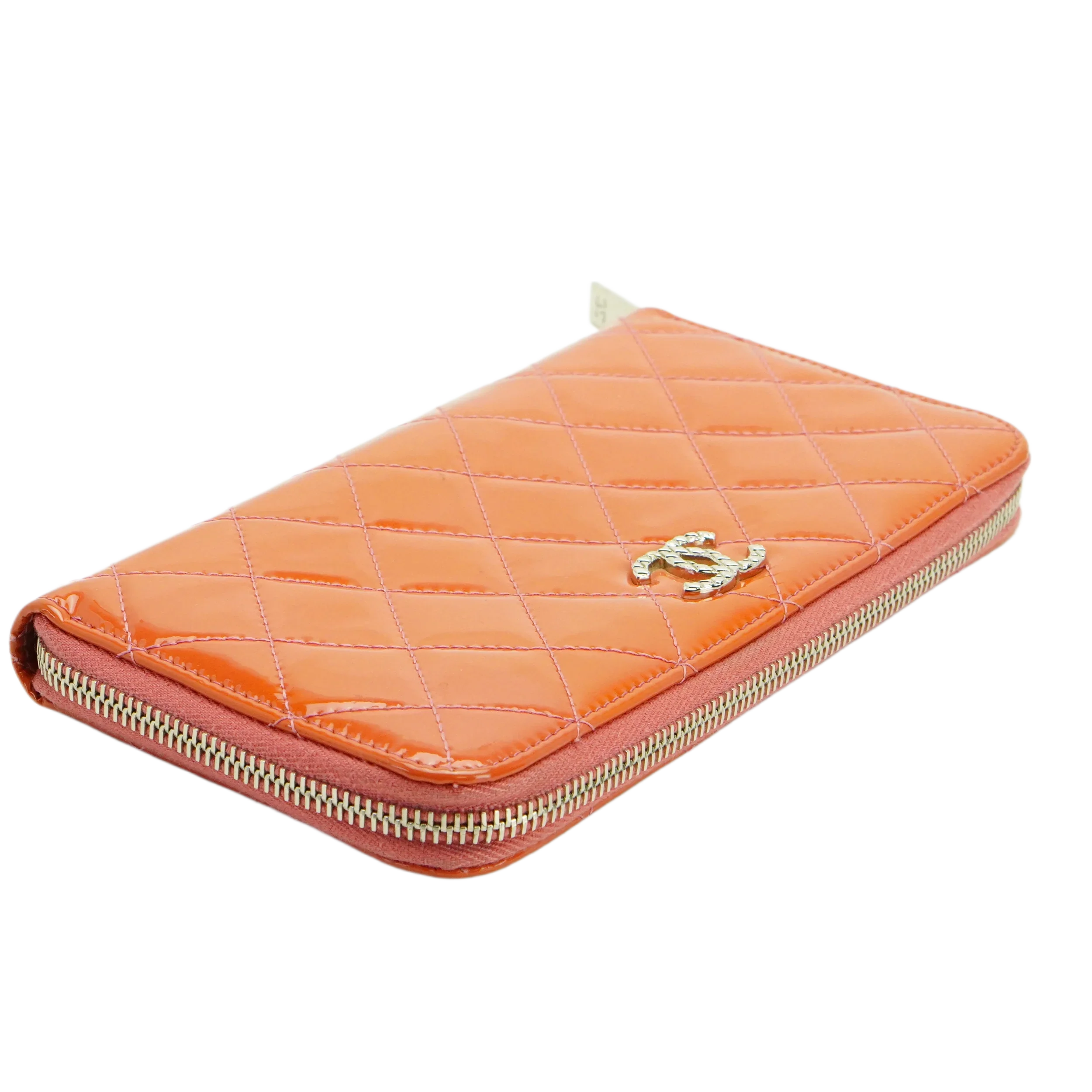 Chanel Orange Enamel Matelassé Wallet - Lost Designer