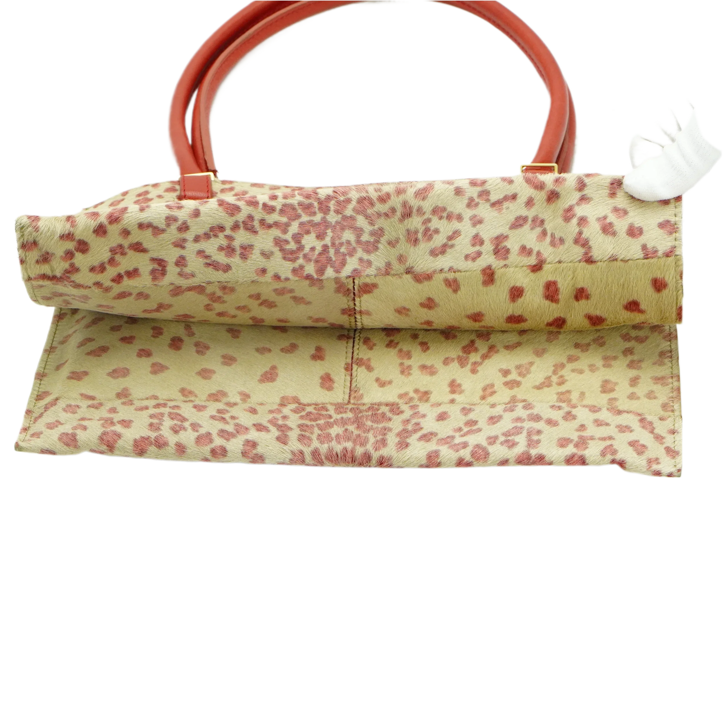 Bottega Veneta Biege & Red Cheetah Cowhide Print Handbag - Lost Designer