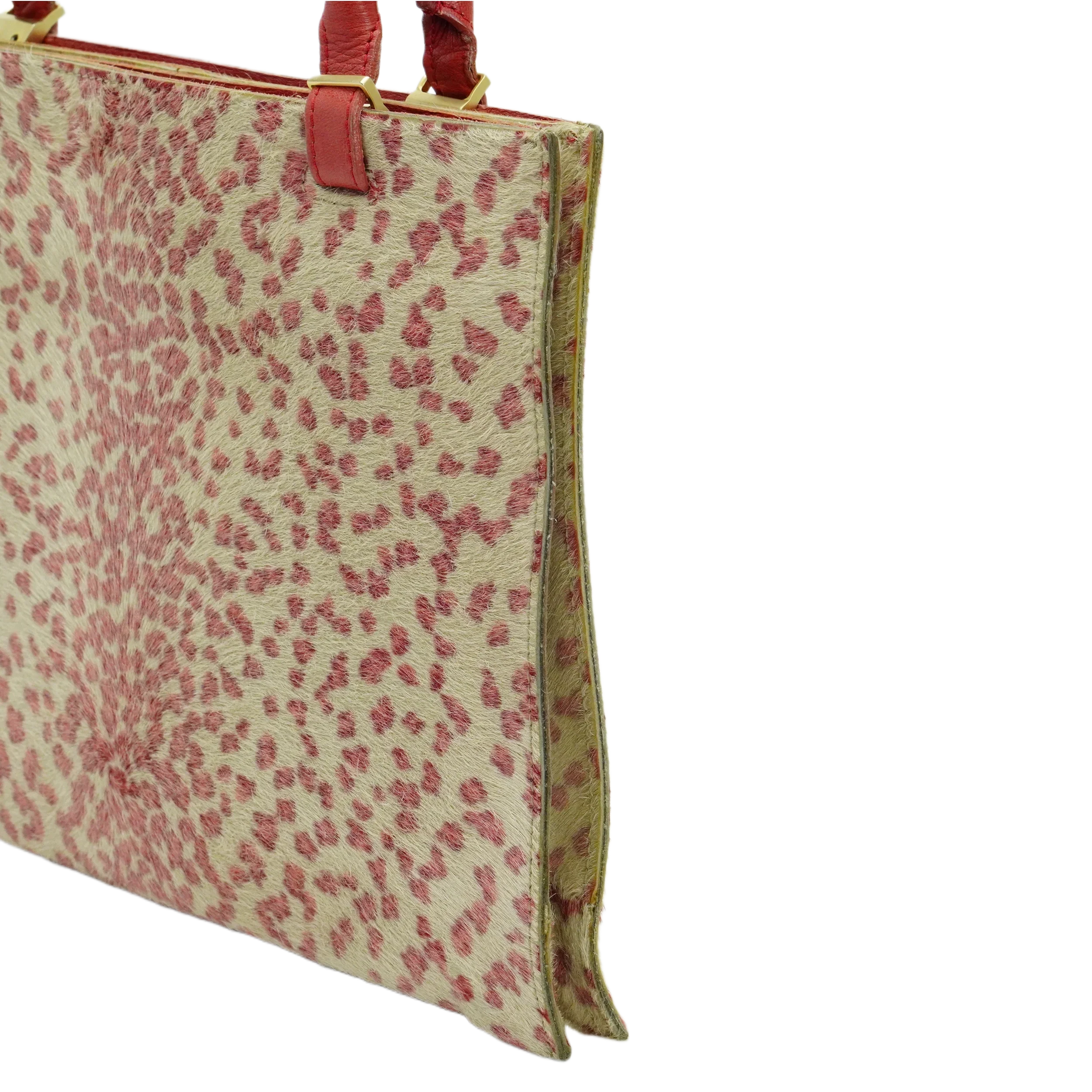 Bottega Veneta Biege & Red Cheetah Cowhide Print Handbag - Lost Designer
