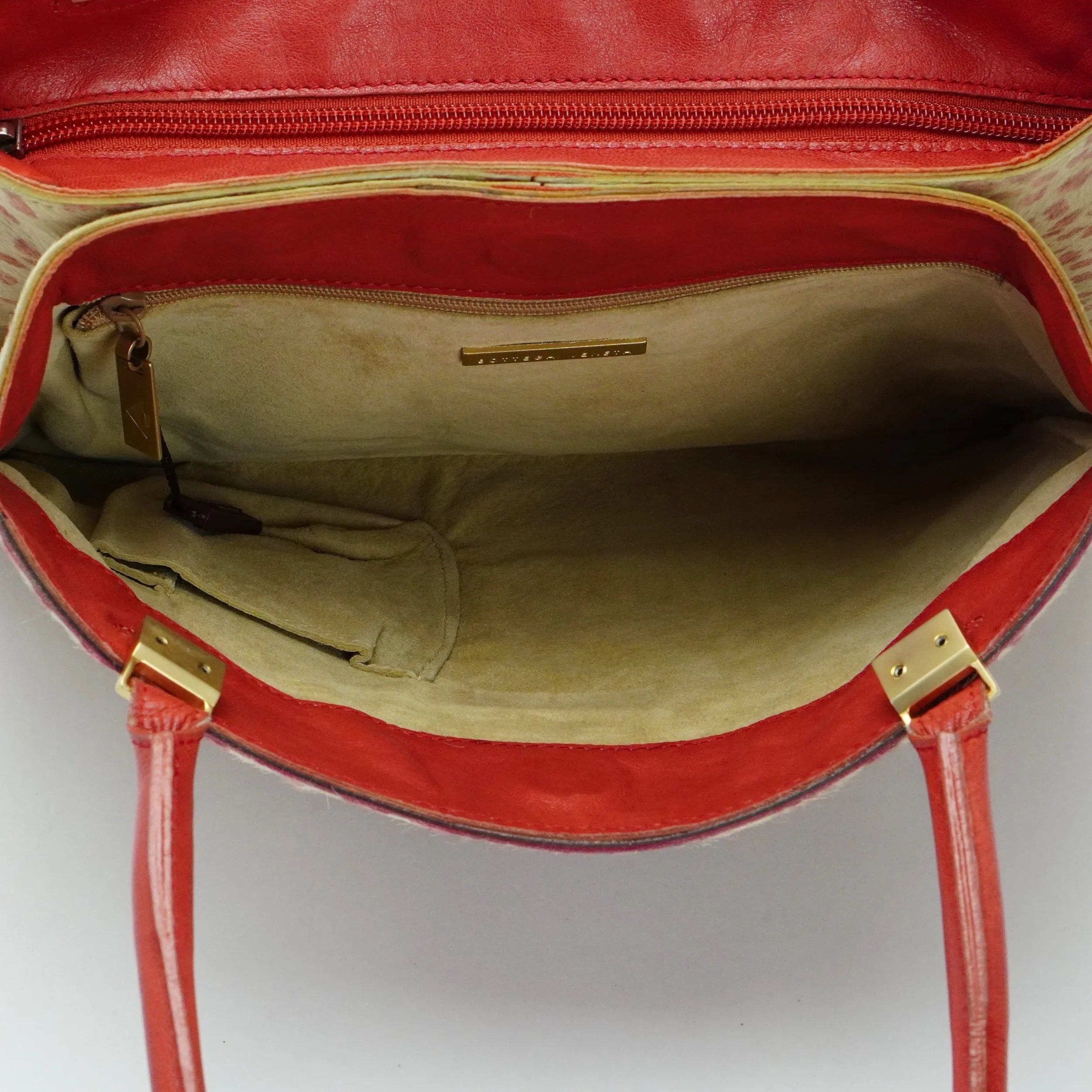 Bottega Veneta Biege & Red Cheetah Cowhide Print Handbag - Lost Designer