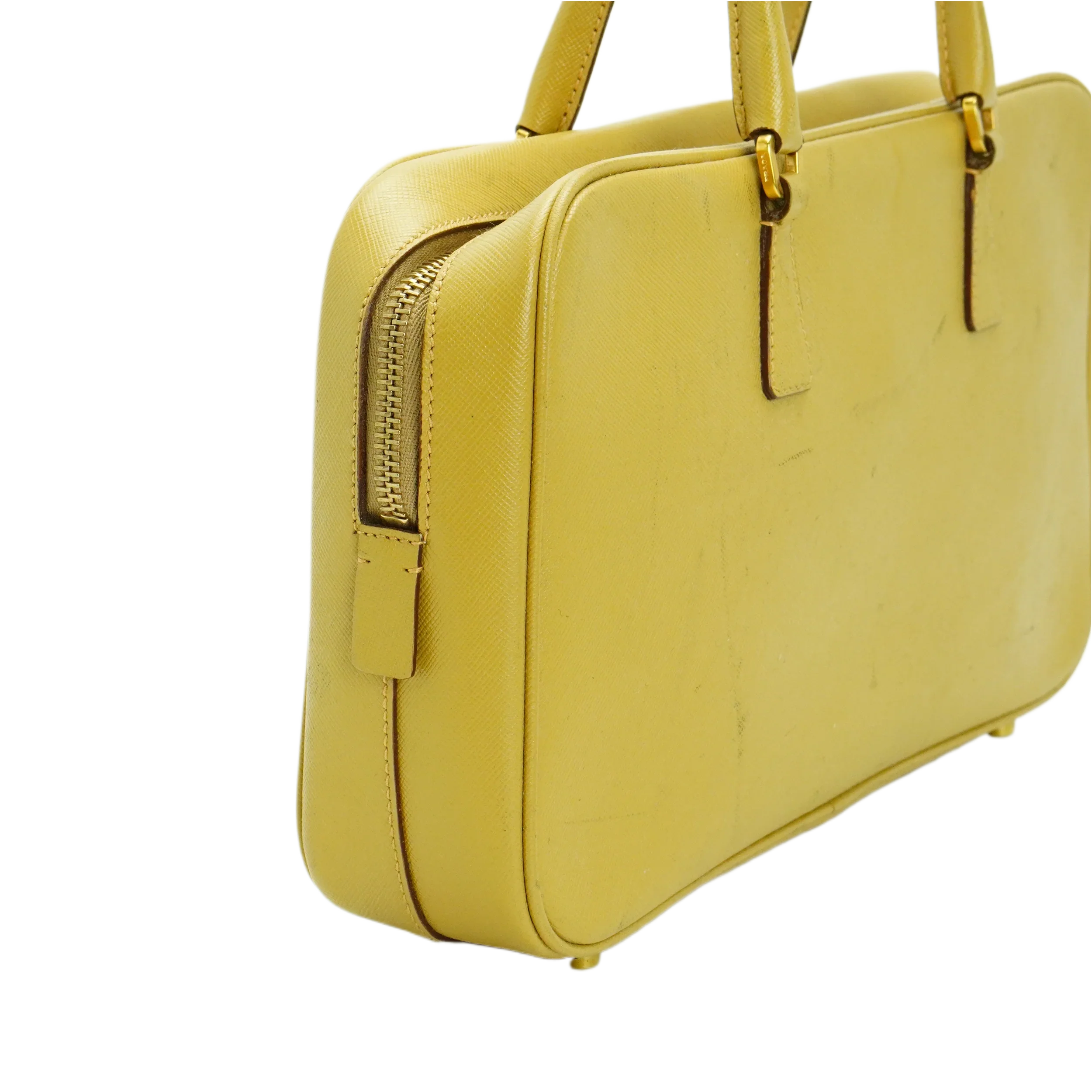 Prada Saffiano Leather Mustard Yellow Handbag - Lost Designer