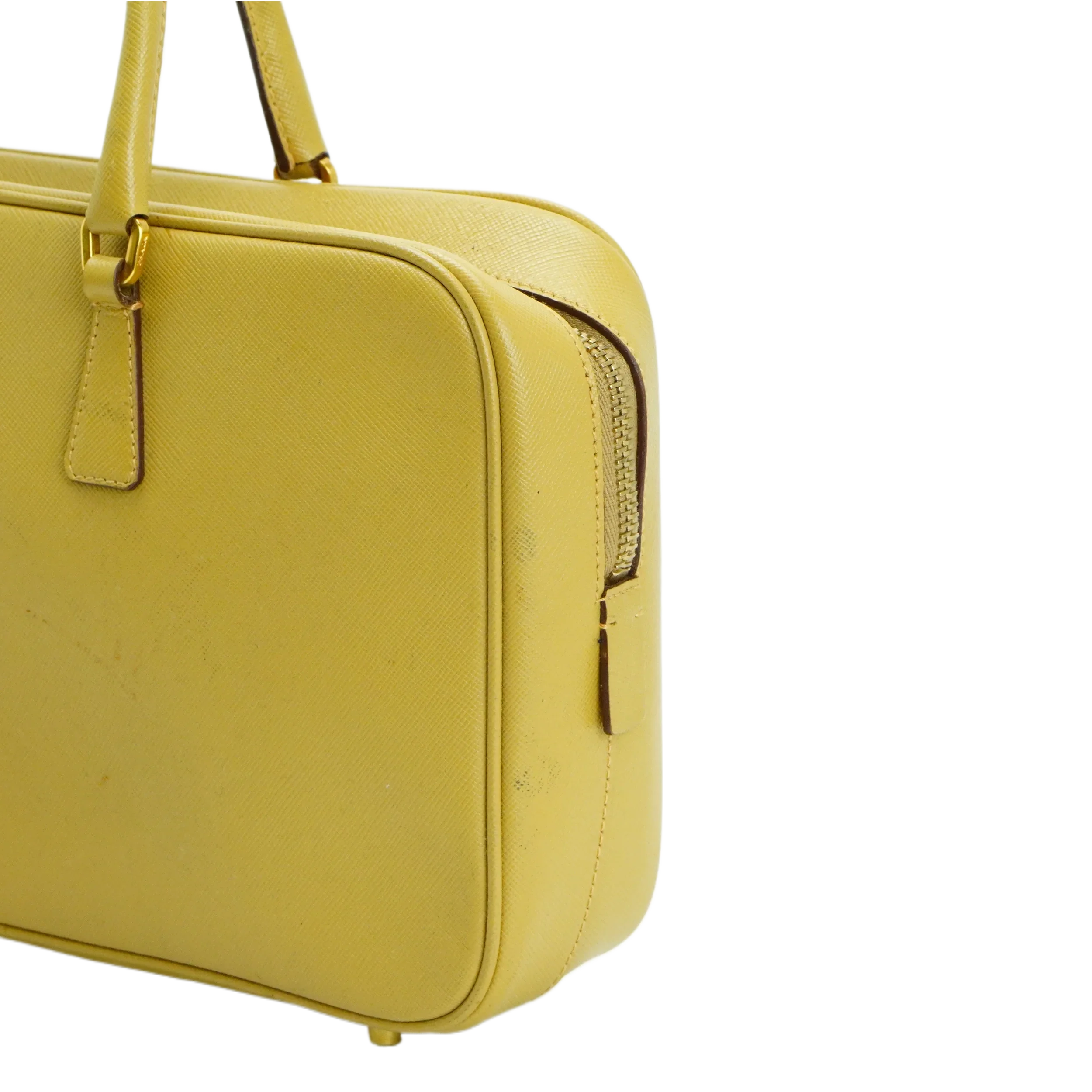 Prada Saffiano Leather Mustard Yellow Handbag - Lost Designer