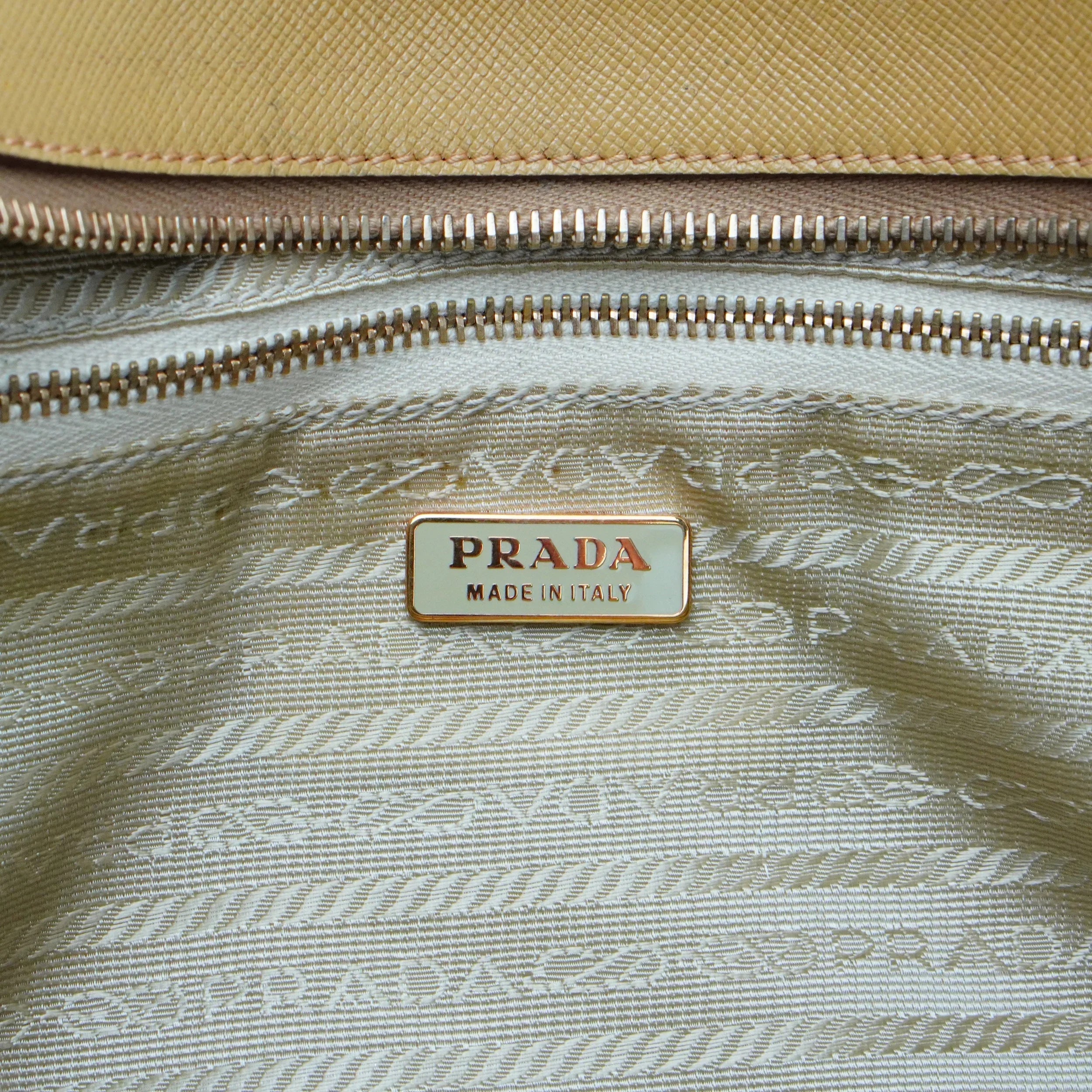 Prada Saffiano Leather Mustard Yellow Handbag - Lost Designer