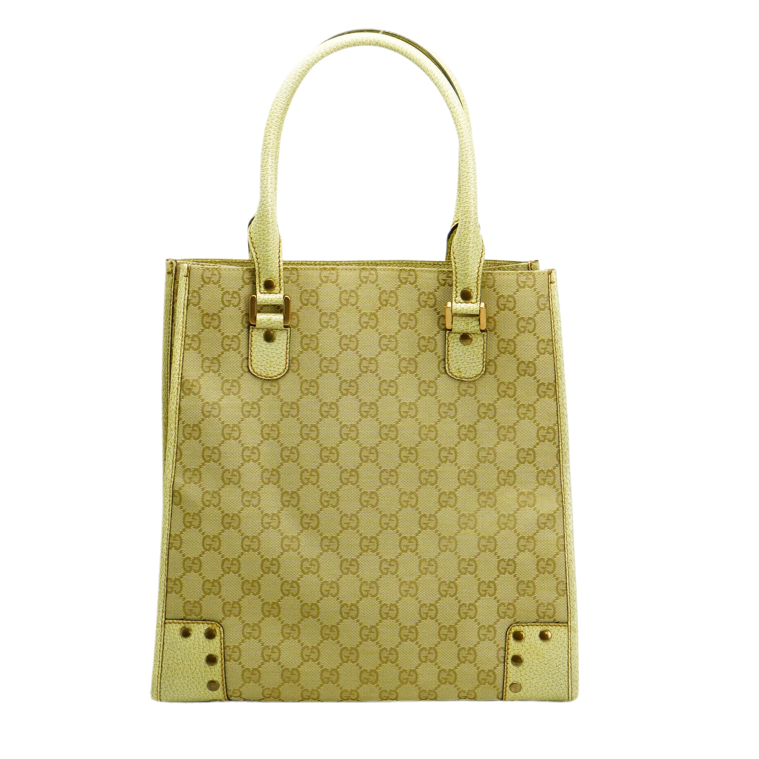 Gucci Beige GG Monogram Canvas Handbag - Lost Designer