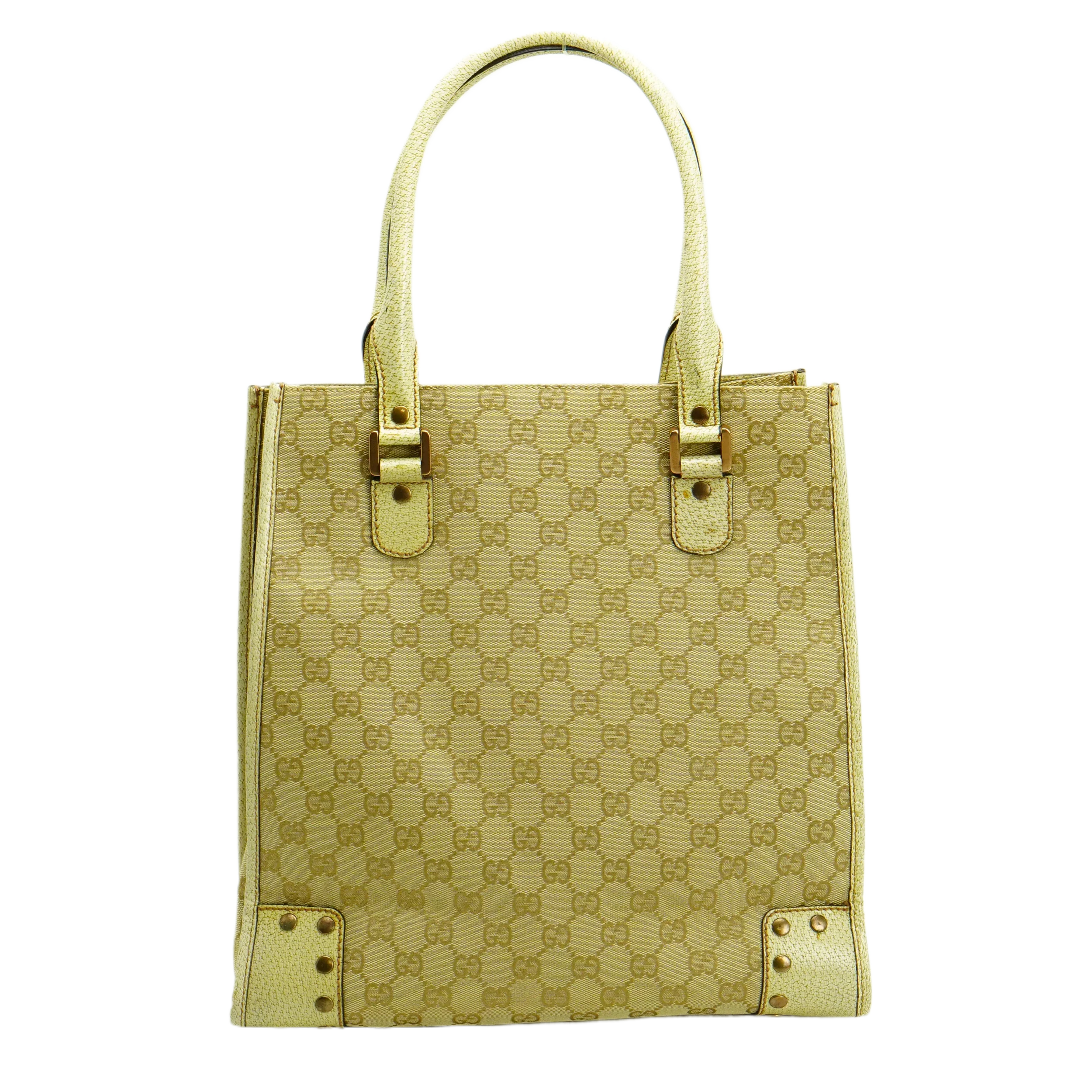 Gucci Beige GG Monogram Canvas Handbag - Lost Designer