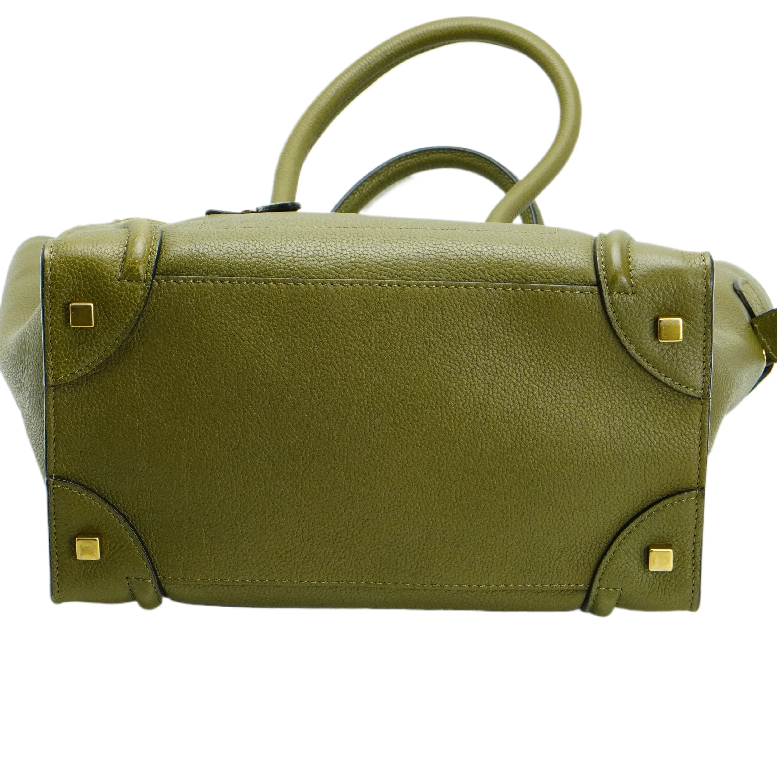 Celine Olive Green Calfskin Mini Luggage Handbag - Lost Designer