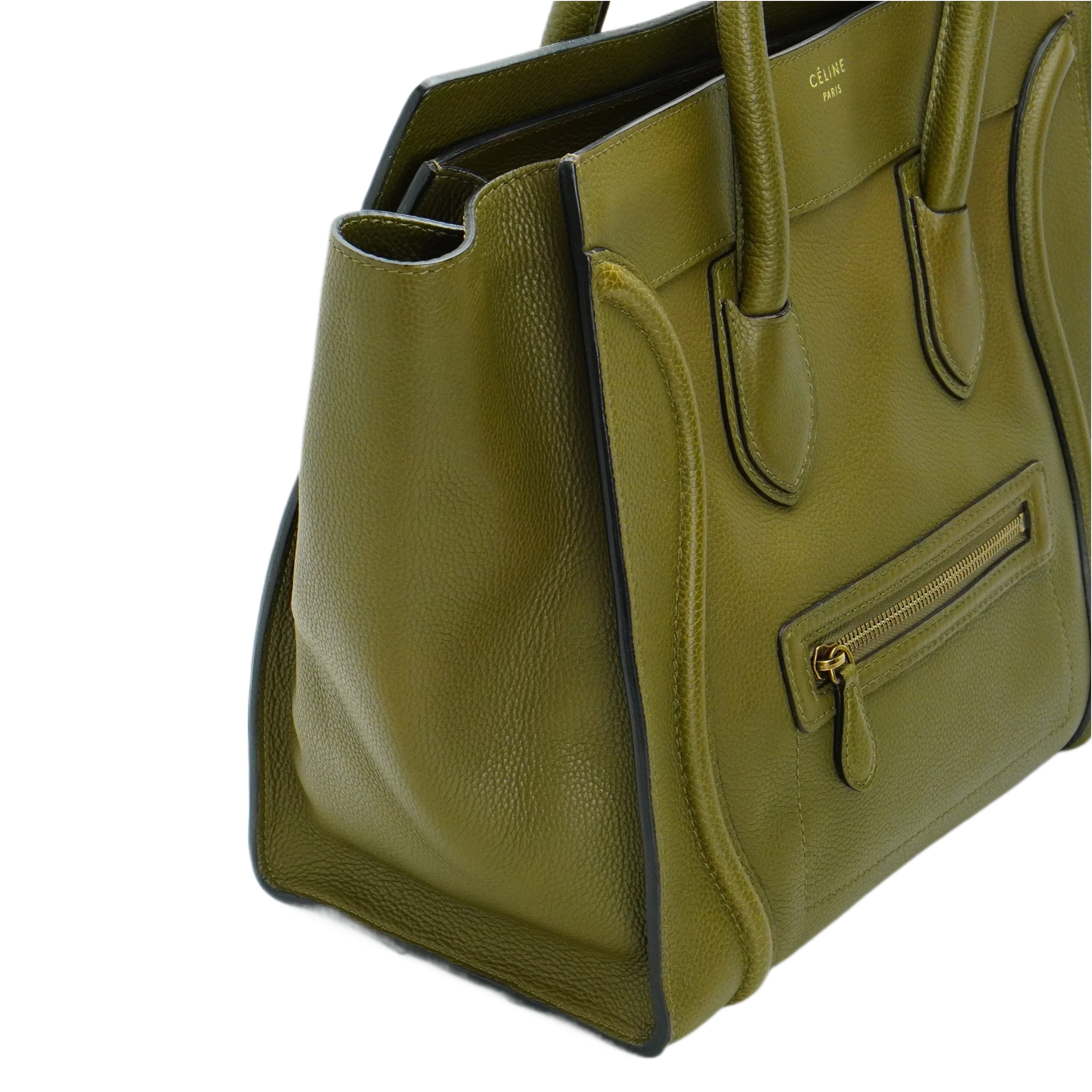 Celine Olive Green Calfskin Mini Luggage Handbag - Lost Designer
