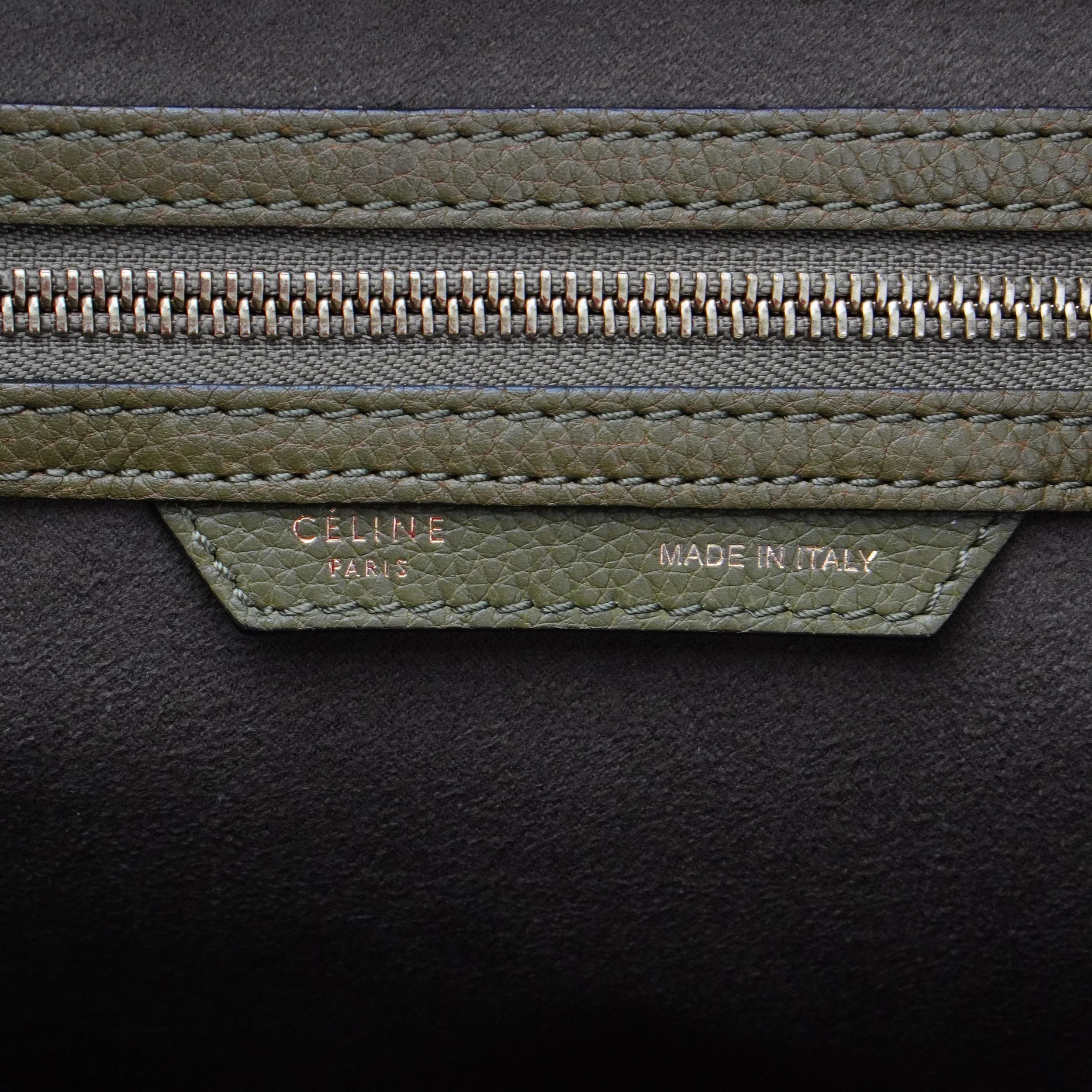Celine Olive Green Calfskin Mini Luggage Handbag - Lost Designer