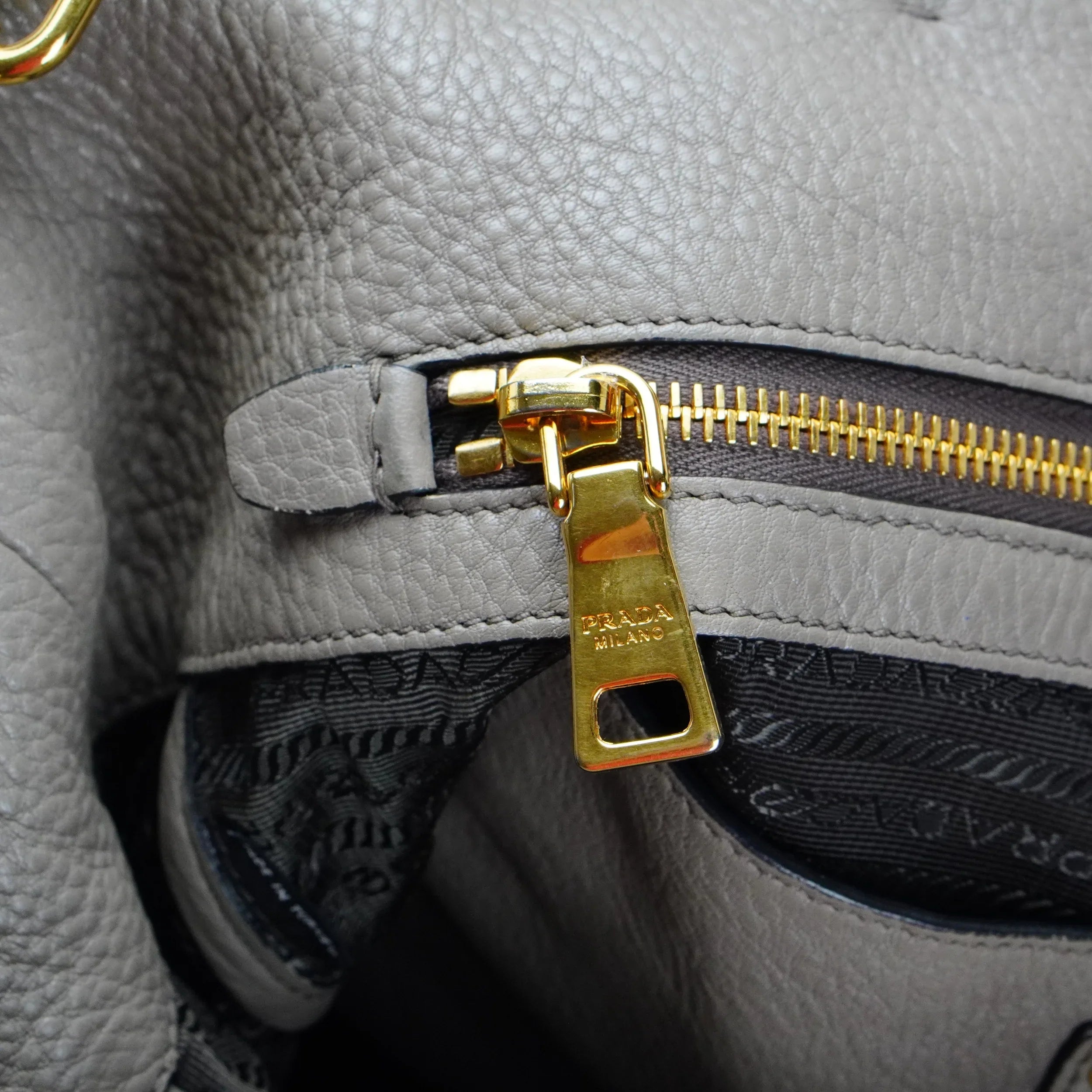 Prada Grey Vitello Daino Handbag - Lost Designer