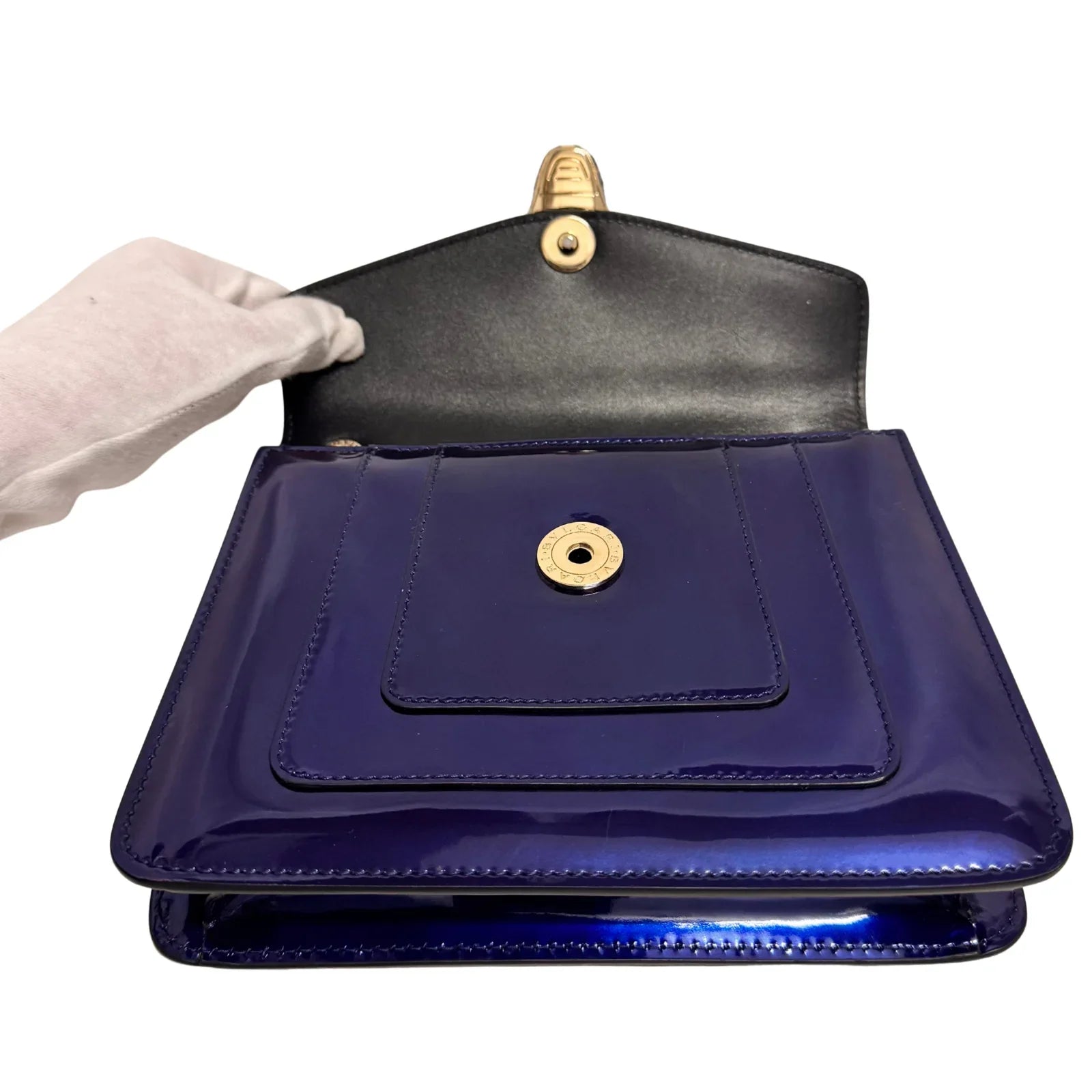 Bvlgari Serpenti patent leather handbag Blue - Lost Designer